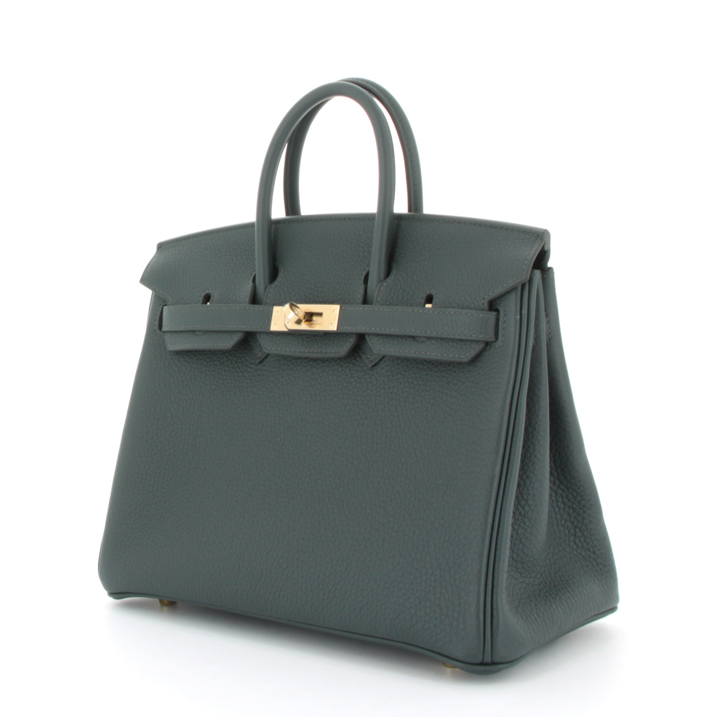 HERMES Birkin 25 Vert Mangrove Togo Finition Permabrass