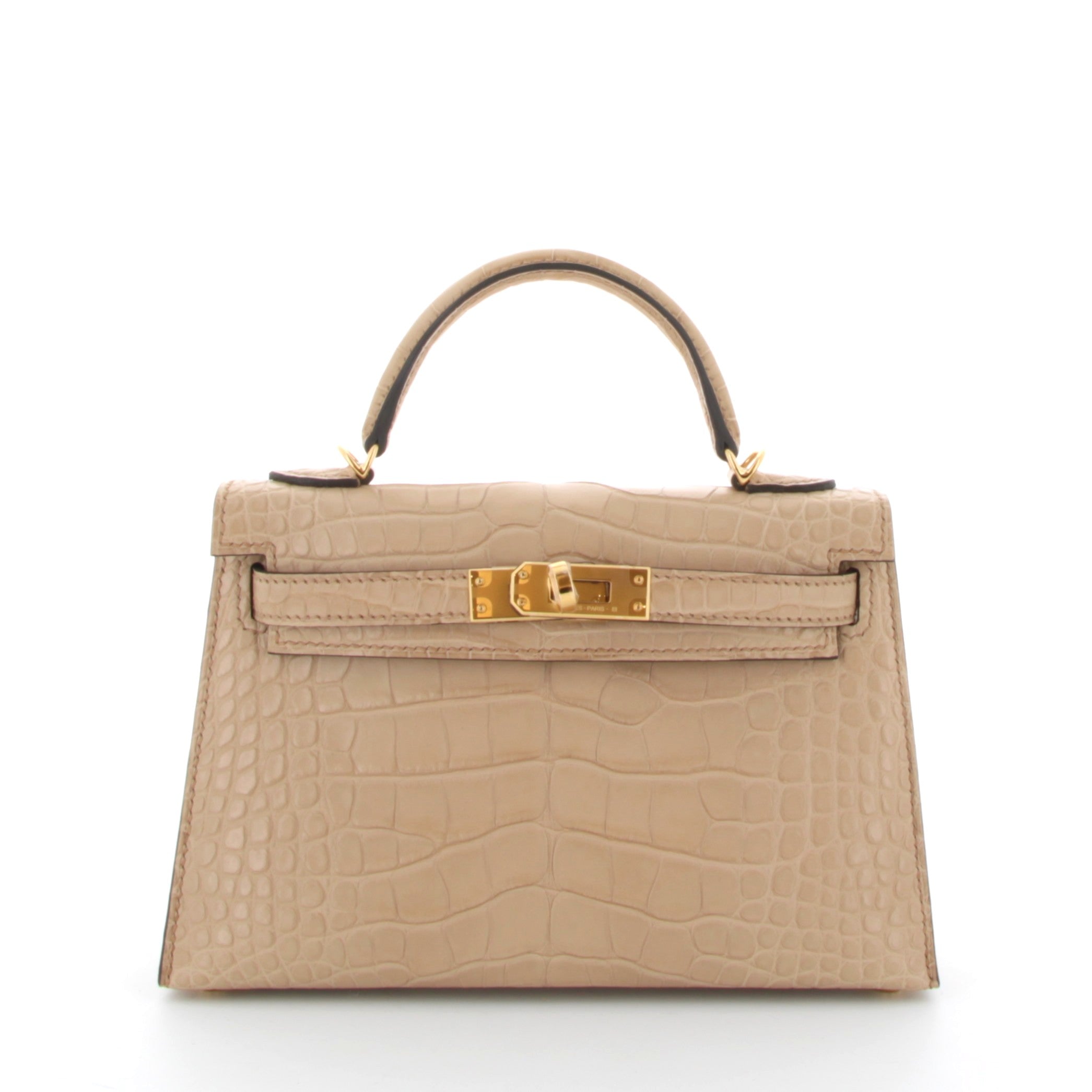 HERMES Kelly 20 Chai Alligator Mississippiensis Finition or Jaune