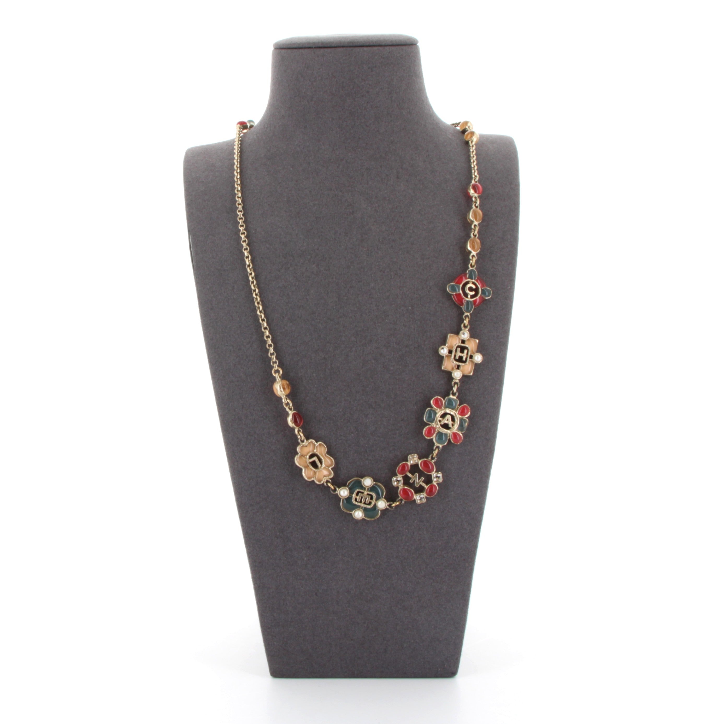 CHANEL COLLIER FLOREL MULTICOLOR ET METAL