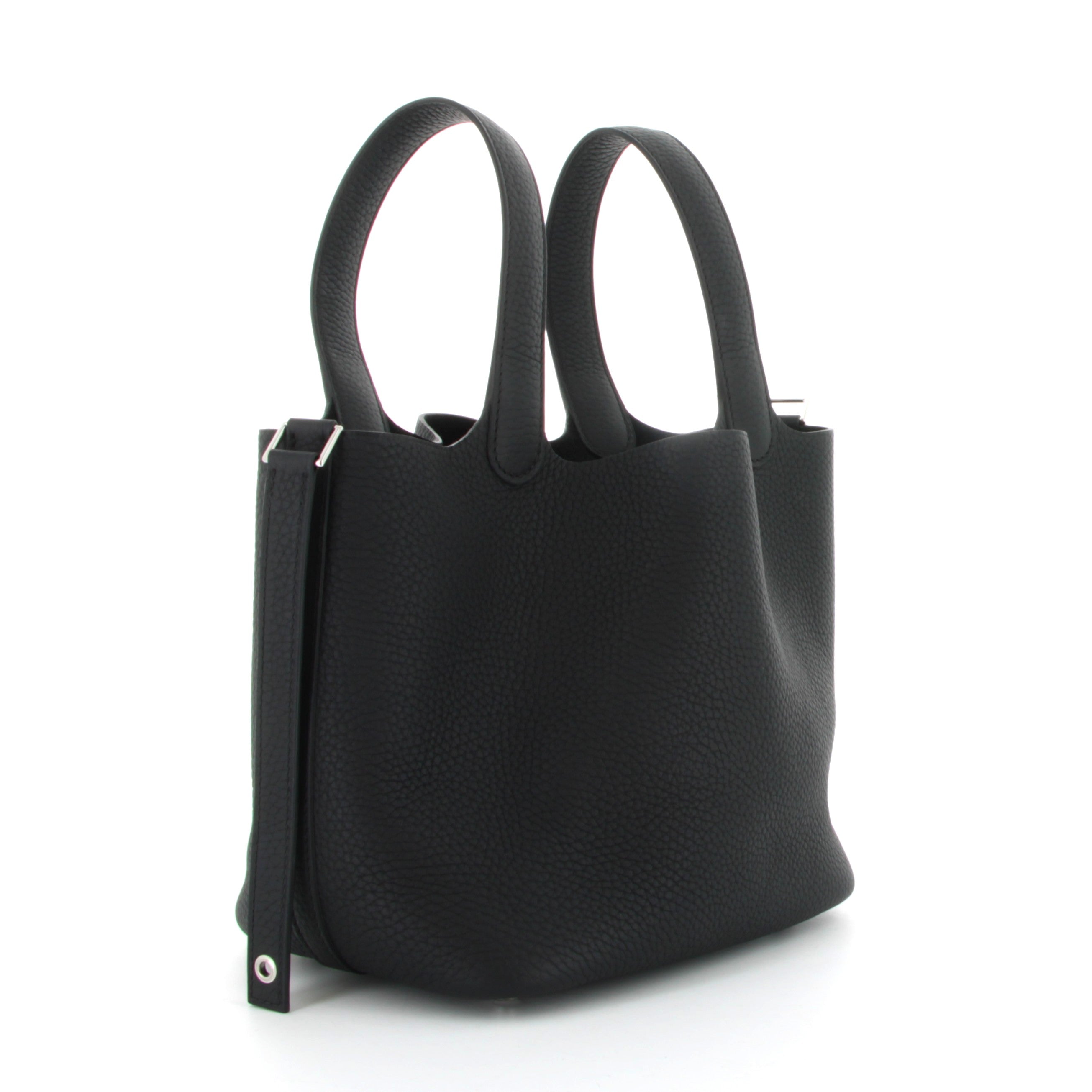 HERMES Picotin 18 Noir Taurillon Clemence Finition Palladié