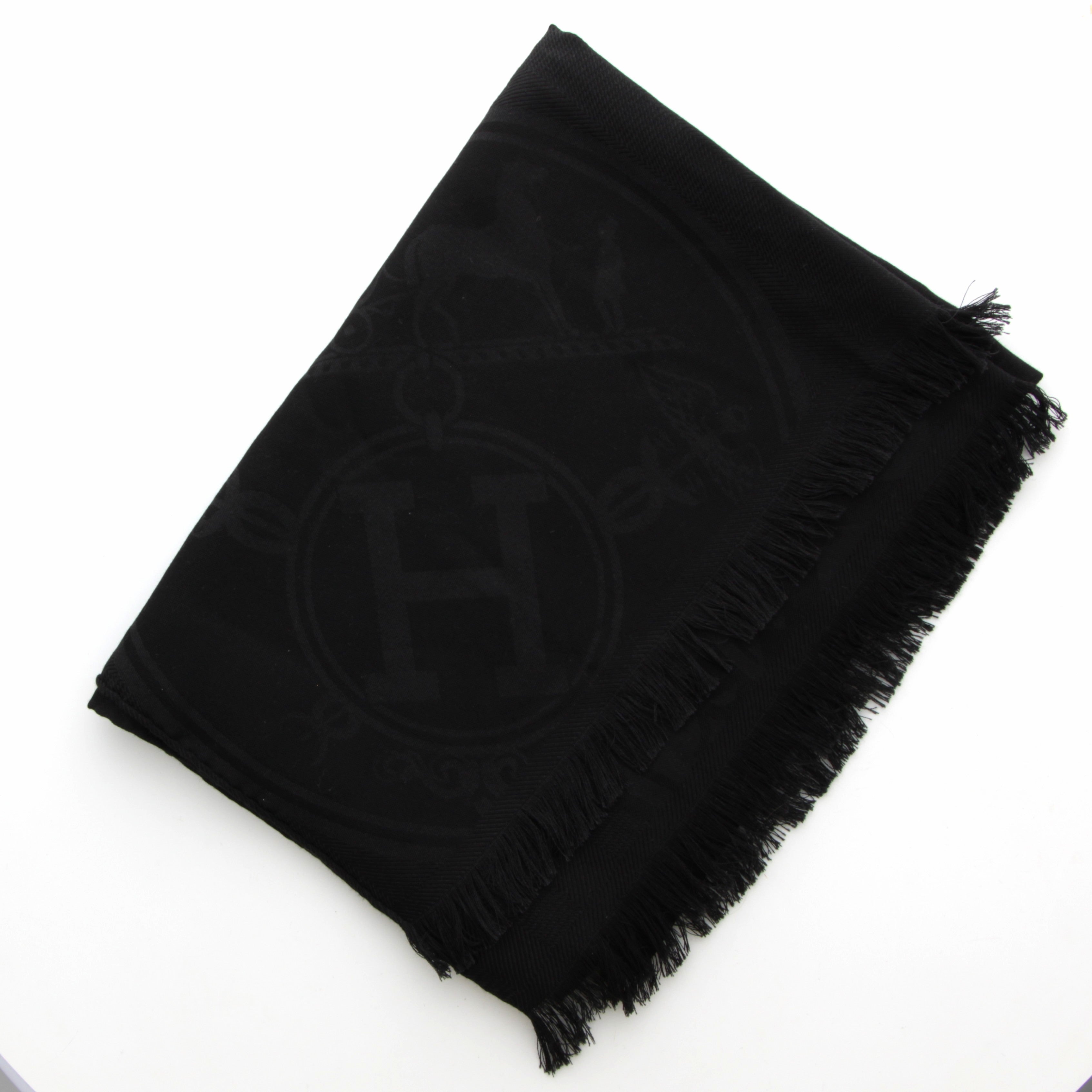 Hermes Etole Cachemire et Soie Noir