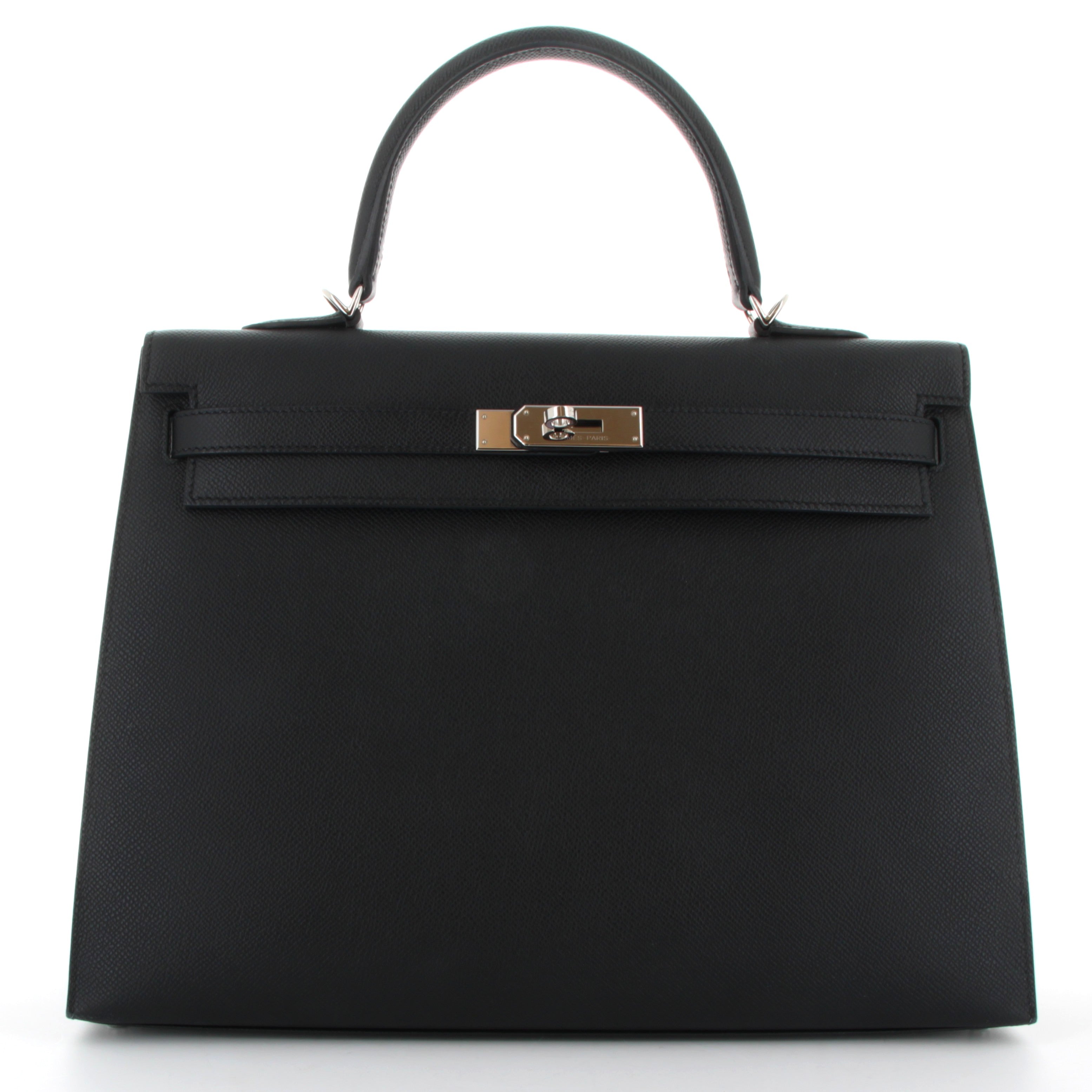 Hermes Kelly 35 Noir Epsom Finition Palladié