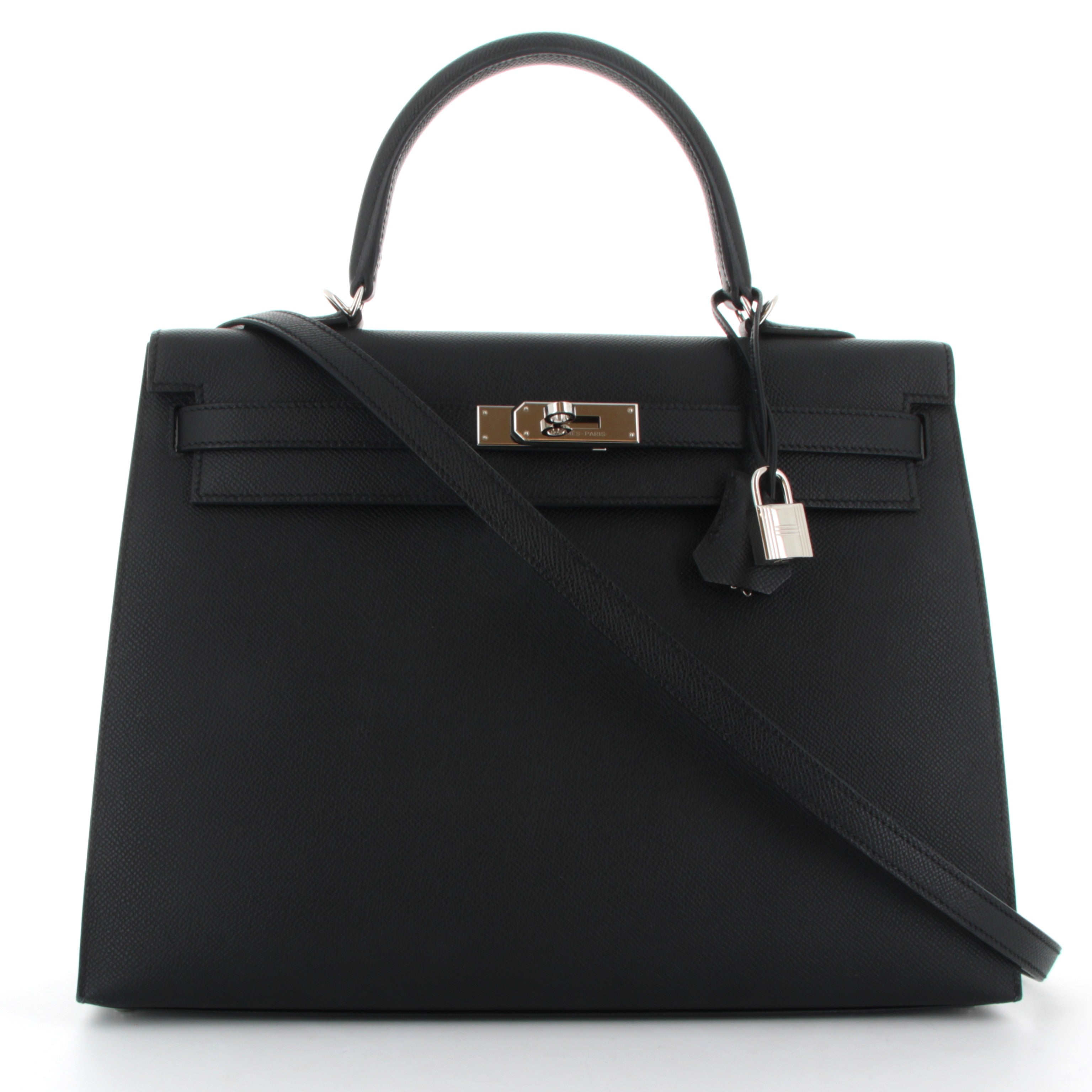 Hermes Kelly 35 Noir Epsom Finition Palladié