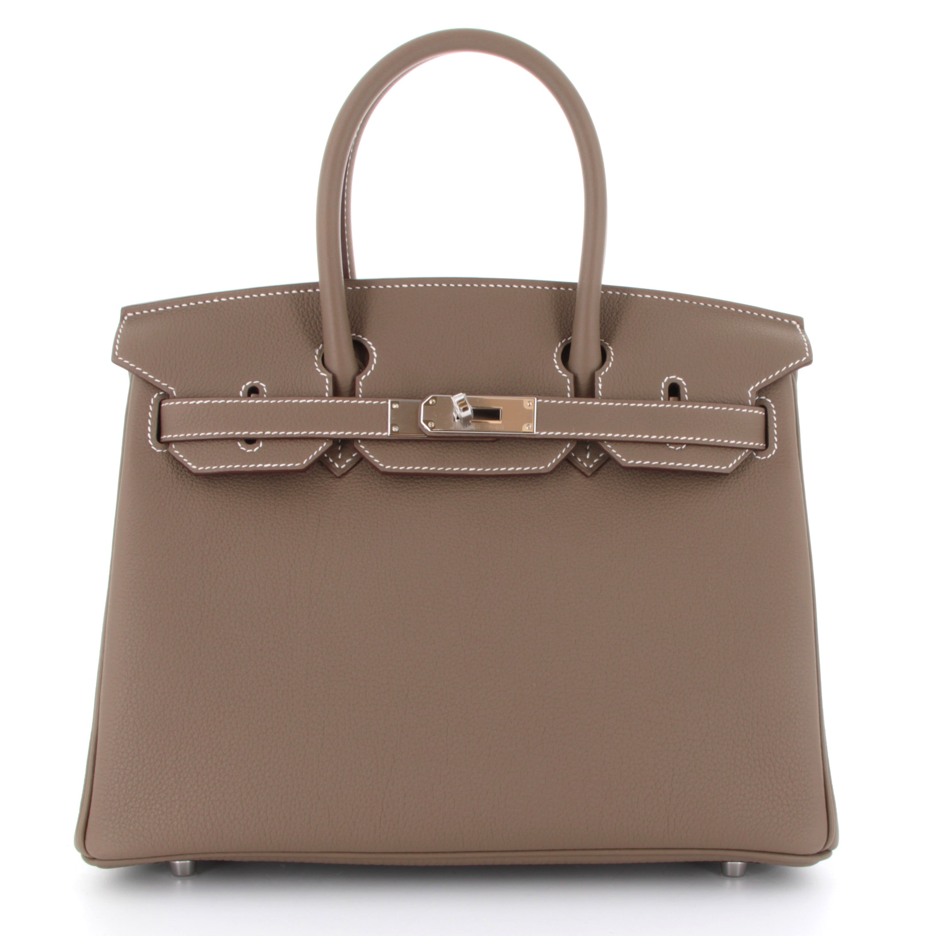 HERMÈS BIRKIN 25 ETOUPE CUIR TOGO FINITION PALLADIÉ