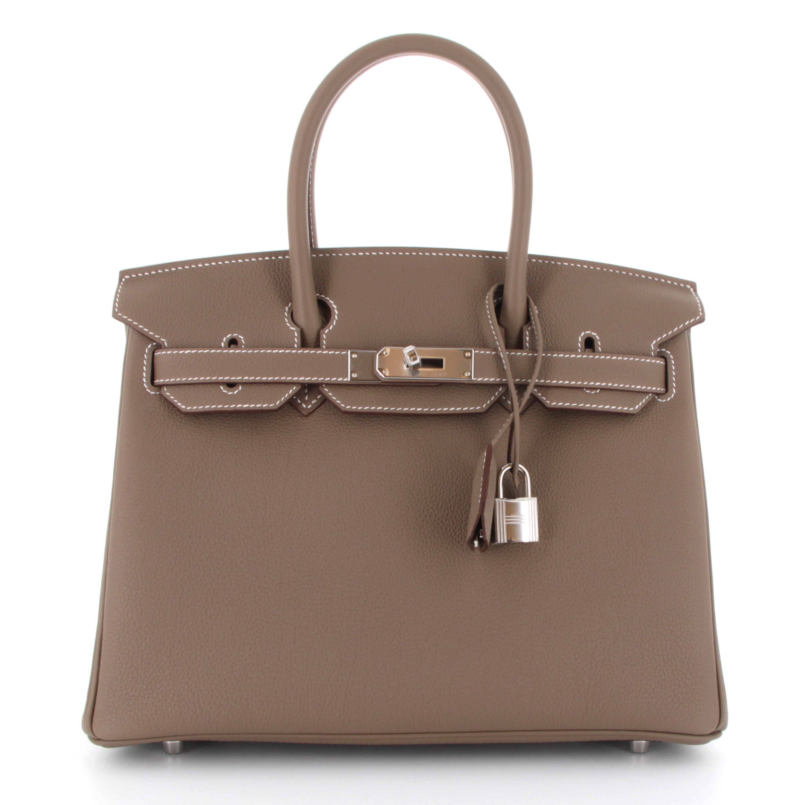 HERMÈS BIRKIN 25 ETOUPE CUIR TOGO FINITION PALLADIÉ