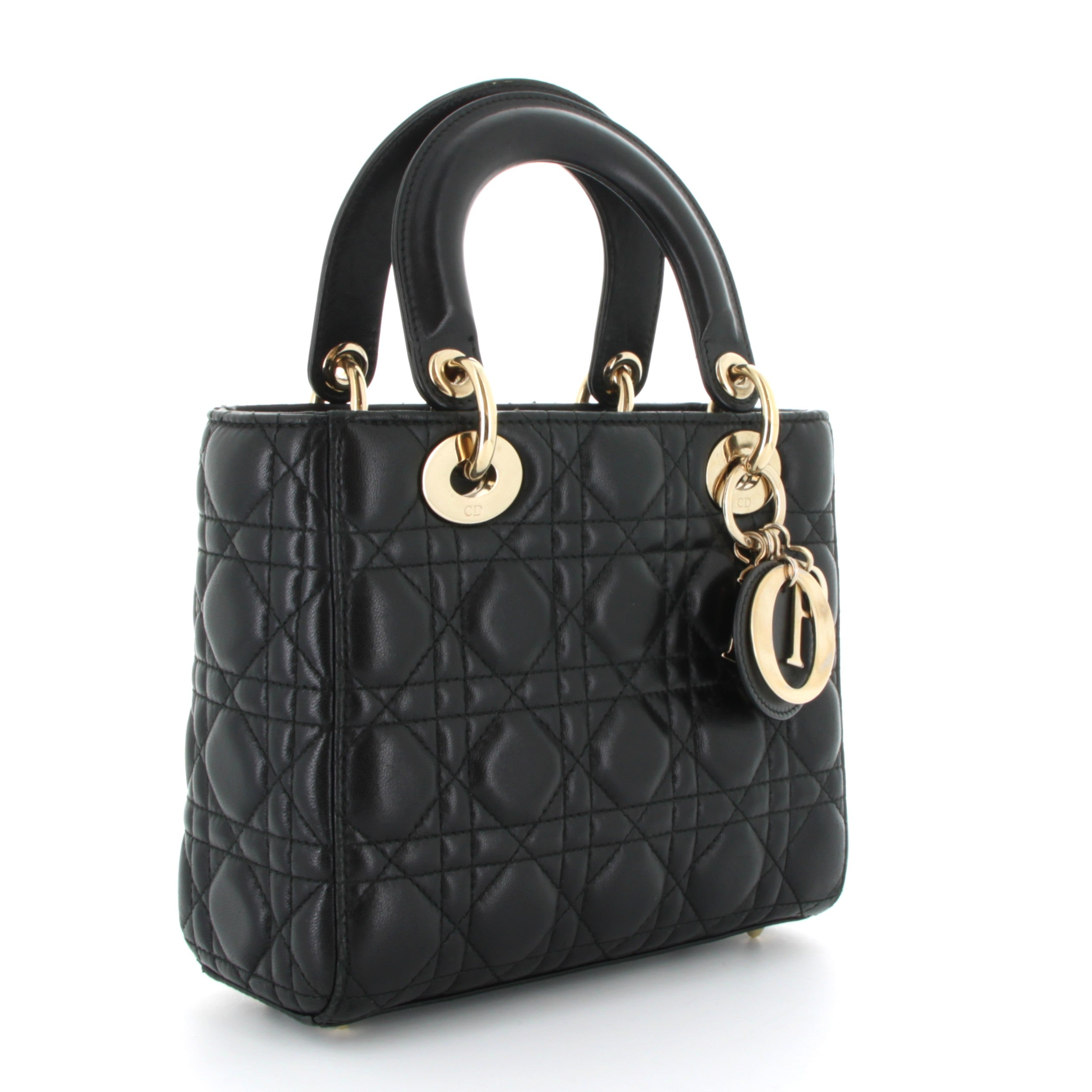 CHRISTIAN DIOR Lady Dior Noir Finition Or Jaune
