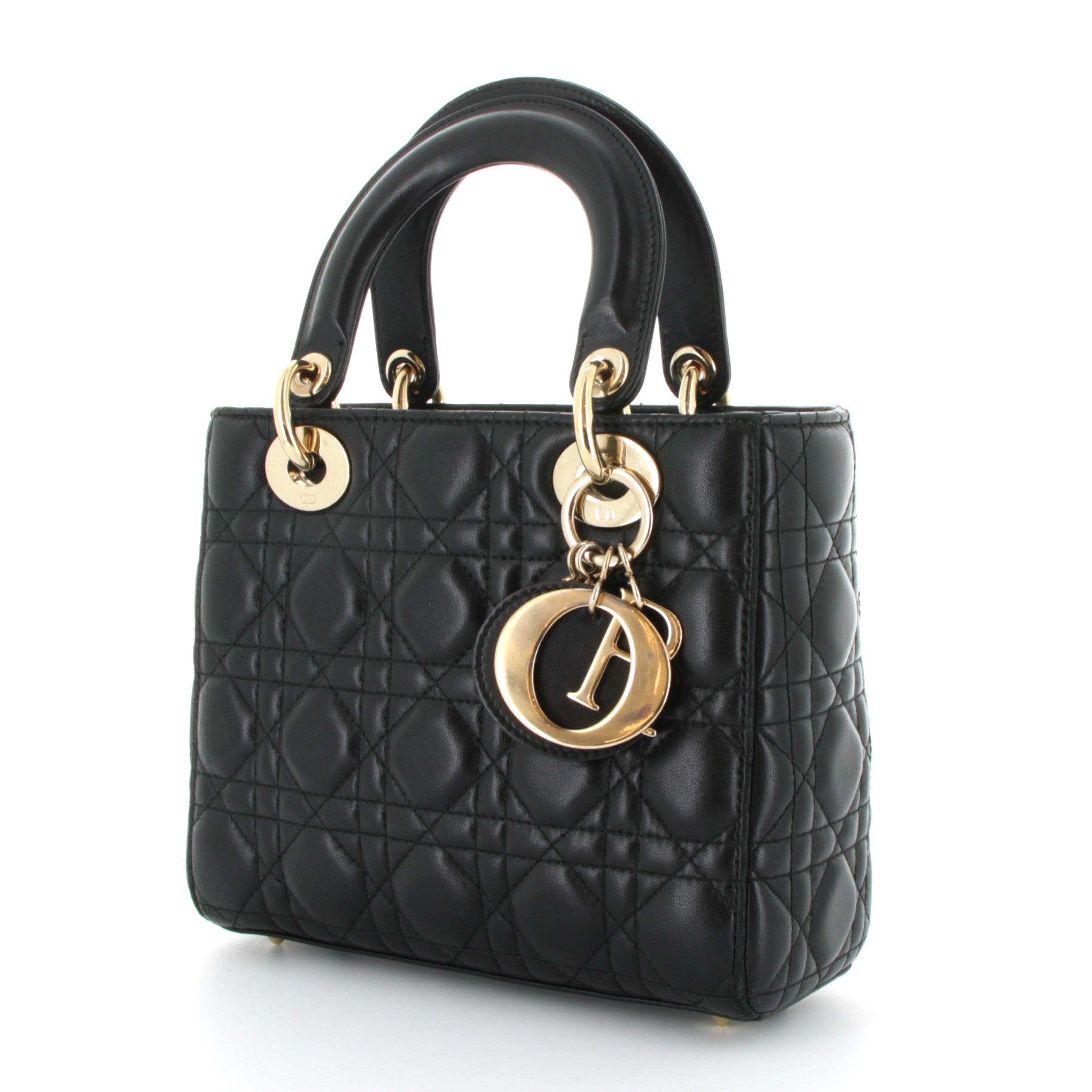 CHRISTIAN DIOR Lady Dior Noir Finition Or Jaune
