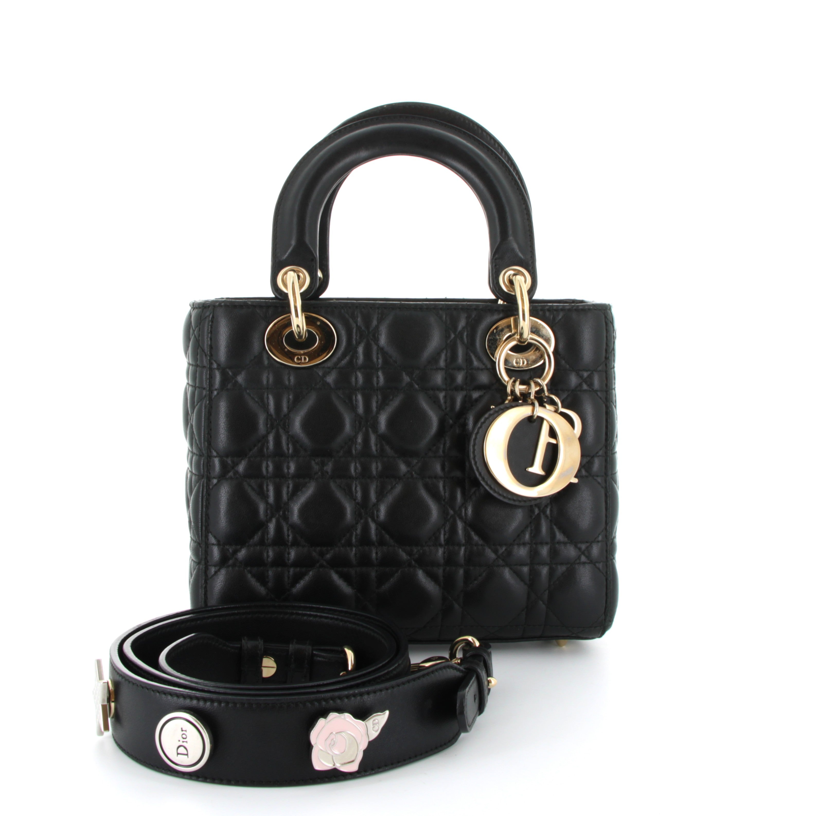 CHRISTIAN DIOR Lady Dior Noir Finition Or Jaune