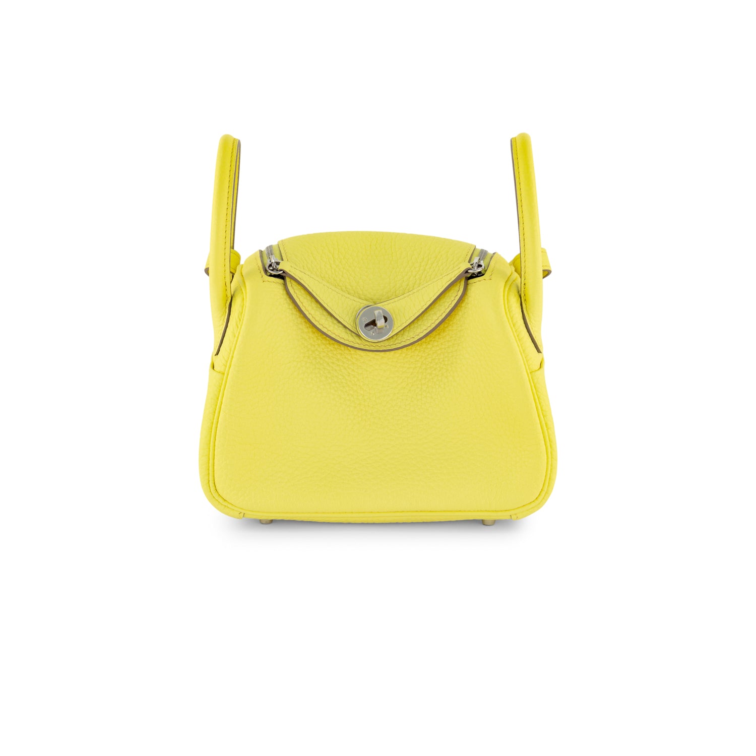 HERMES Mini Lindy Limoncello Taurillon Clemence Finition Palladié