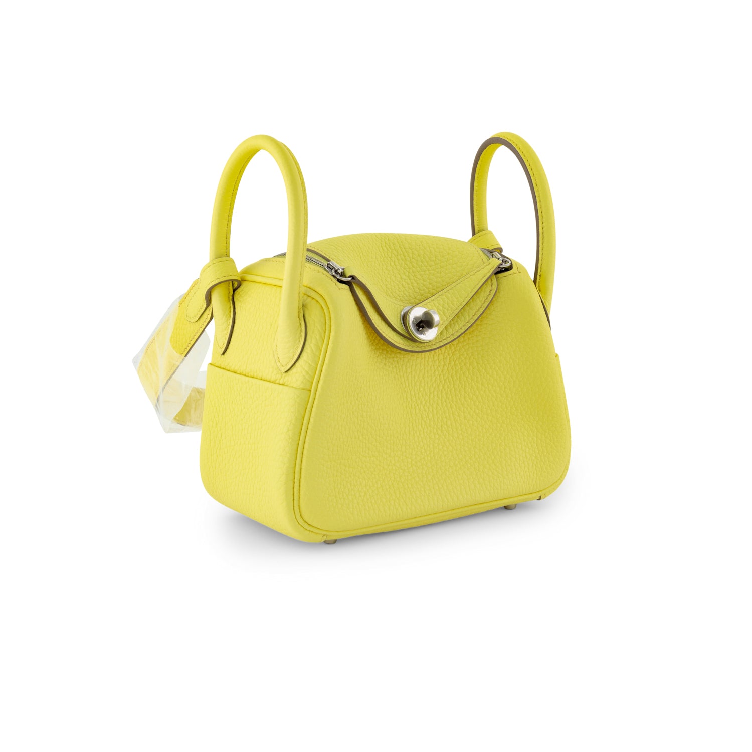 HERMES Mini Lindy Limoncello Taurillon Clemence Finition Palladié