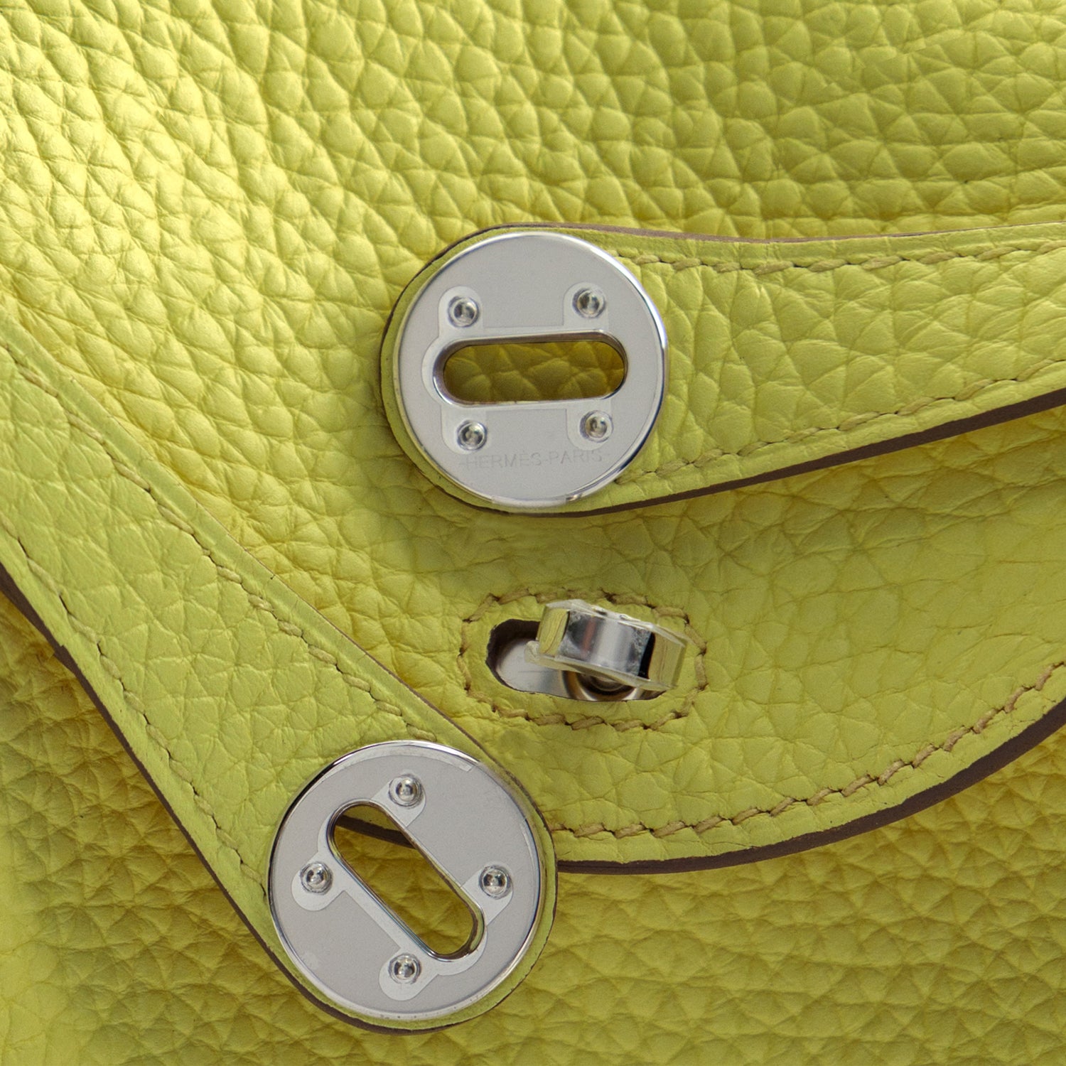 HERMES Mini Lindy Limoncello Taurillon Clemence Finition Palladié