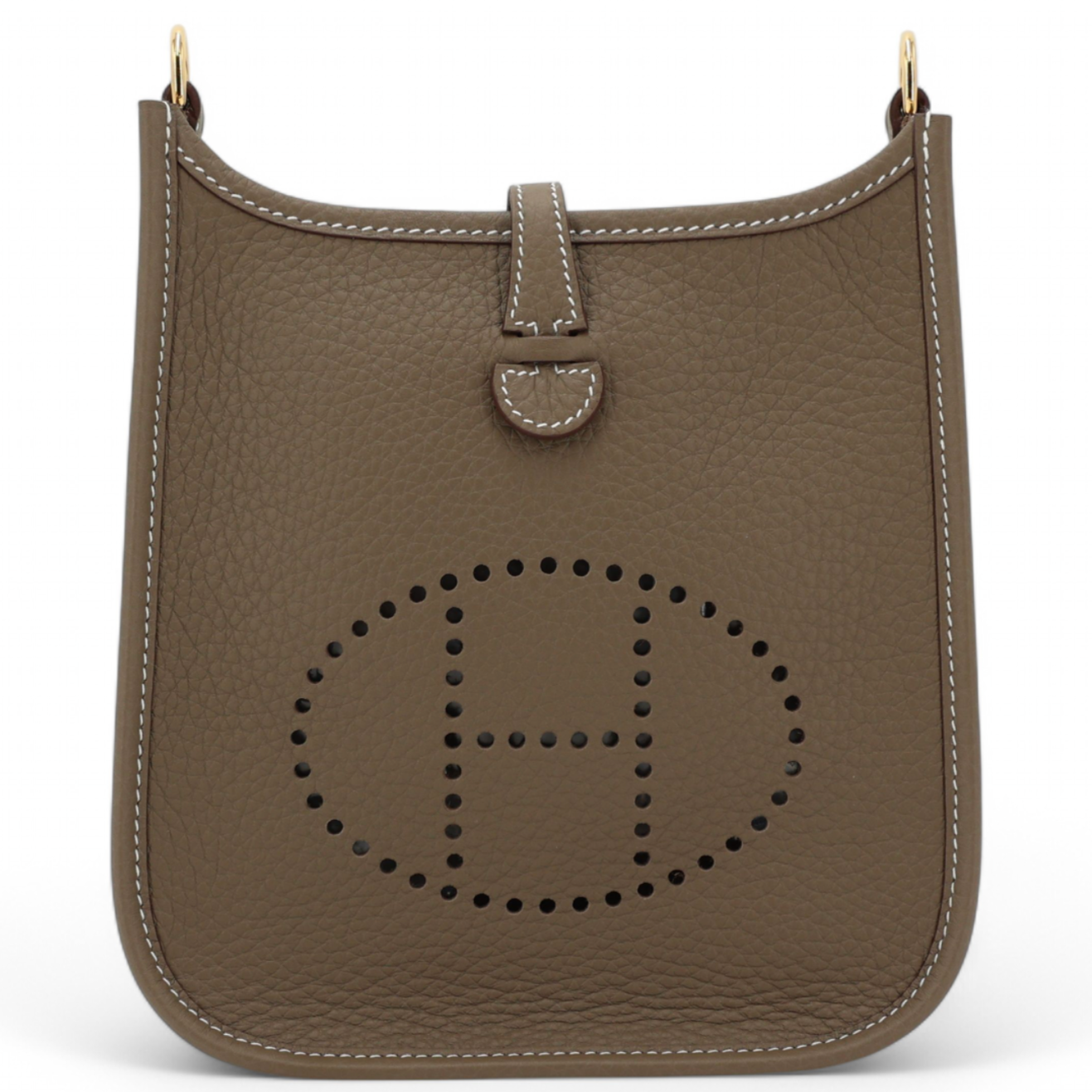 HERMÈS Mini Evelyne Etoupe Taurillon Clemence Finition Or Jaune