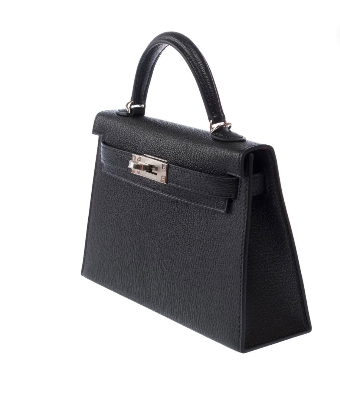 HERMÈS KELLY 20 NOIR CHÈVRE MYSORE INTÉRIEUR BORDEAUX FINITION PALLADIÉE