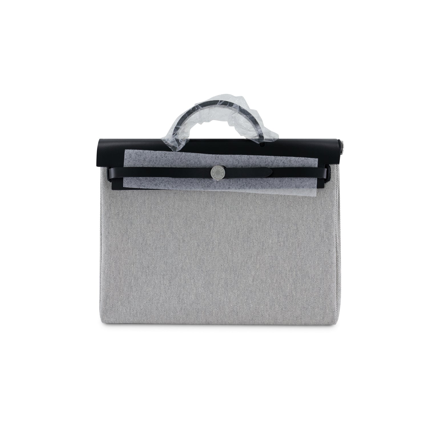 HERMES Herbag Messenger 39 Noir Vachehunter & Ecru Toile Finition Palladié
