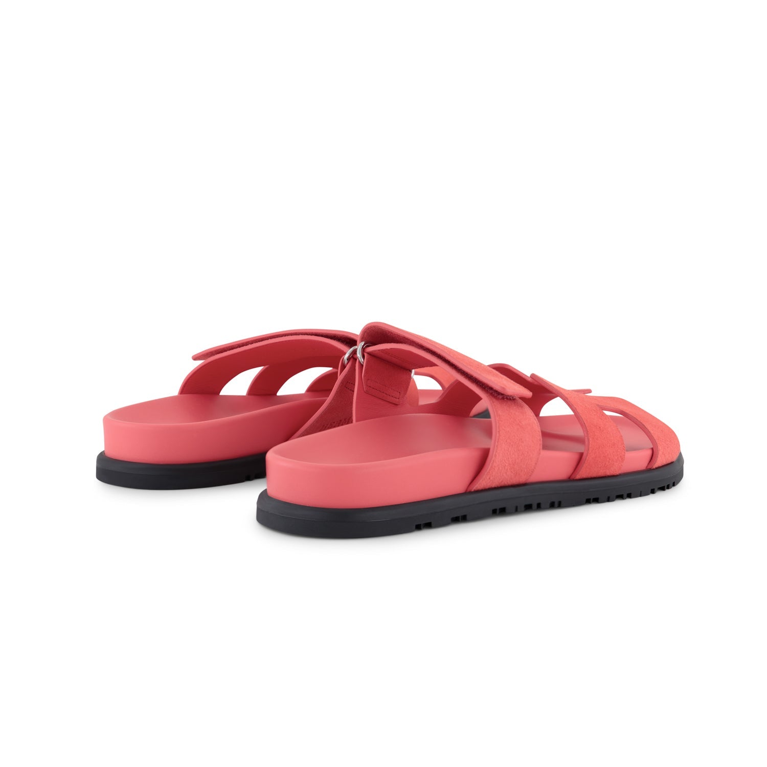 HERMÈS Chypre Sandals Rose Vermillion Goat Velvet