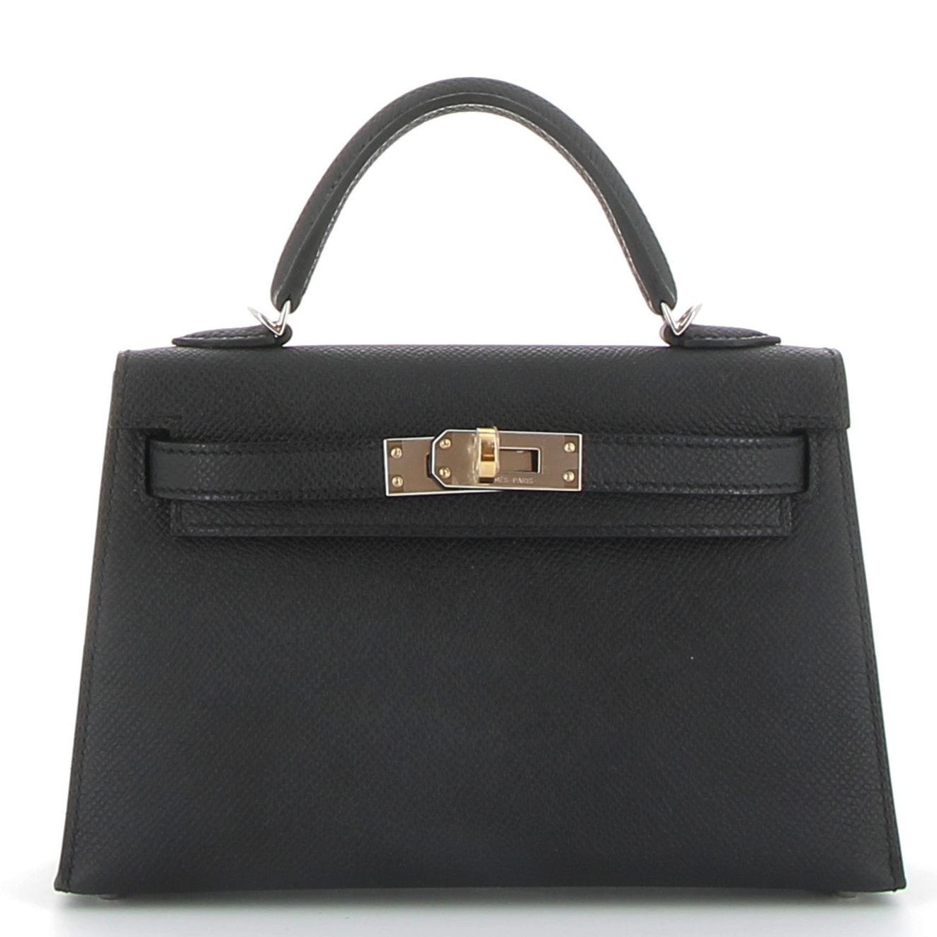 HERMÈS Kelly 20 cuir Epsom Noir finition electrum