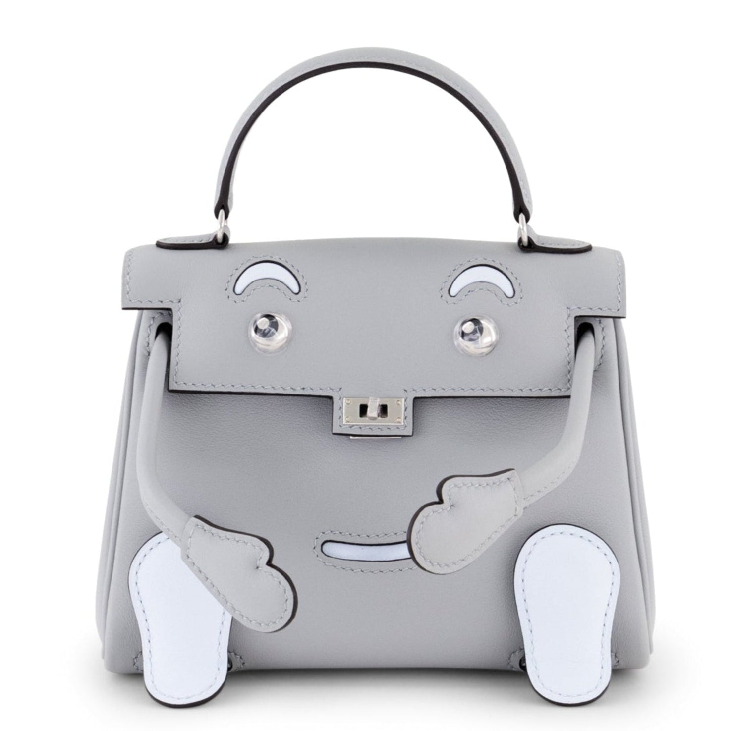 HERMÈS Kelly Doll Bleu Glacier/Bleu Brume Cuir Swift Finition Palladié