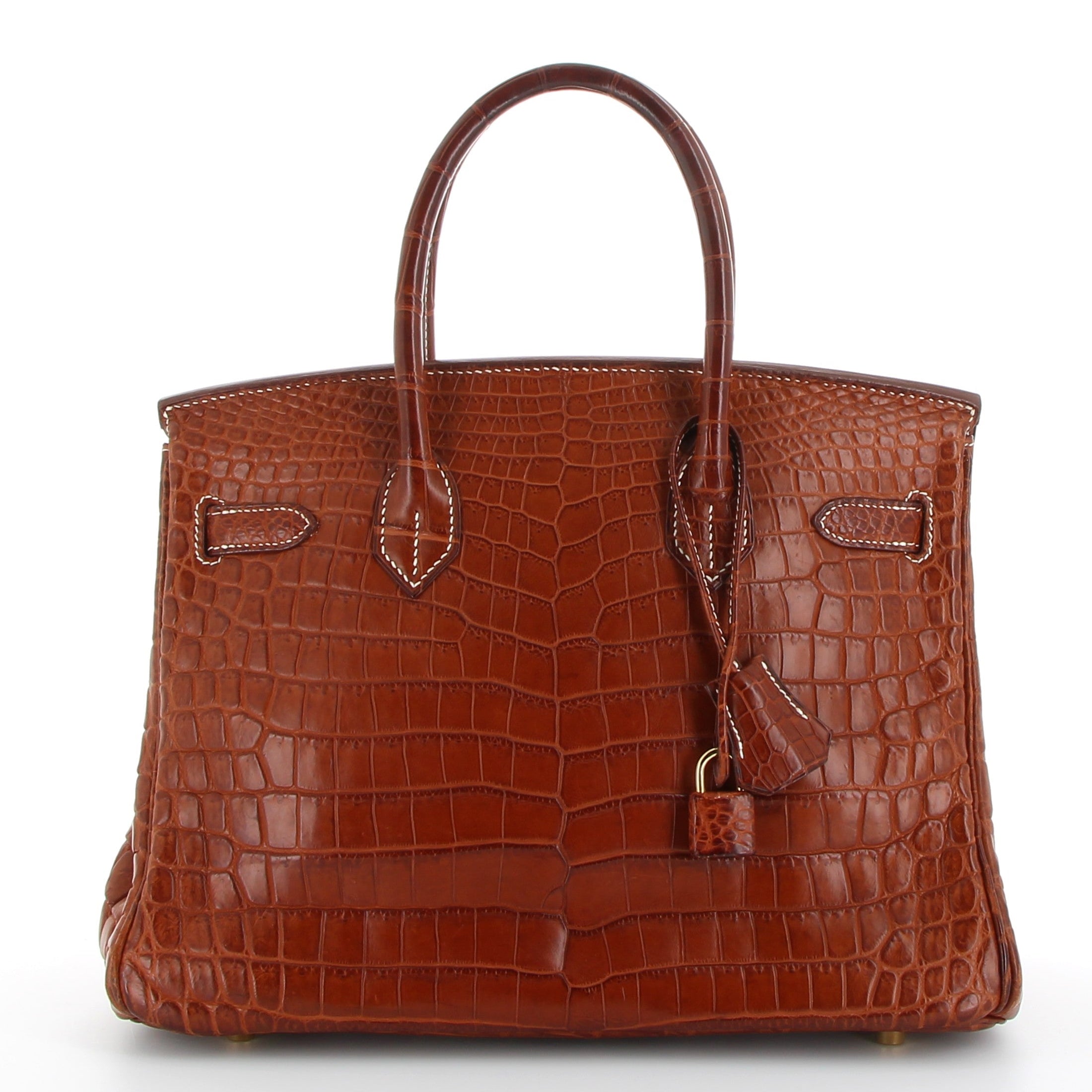 HERMES Birkin 30 Barenia Fauve Crocodile Matte Finition Or Jaune