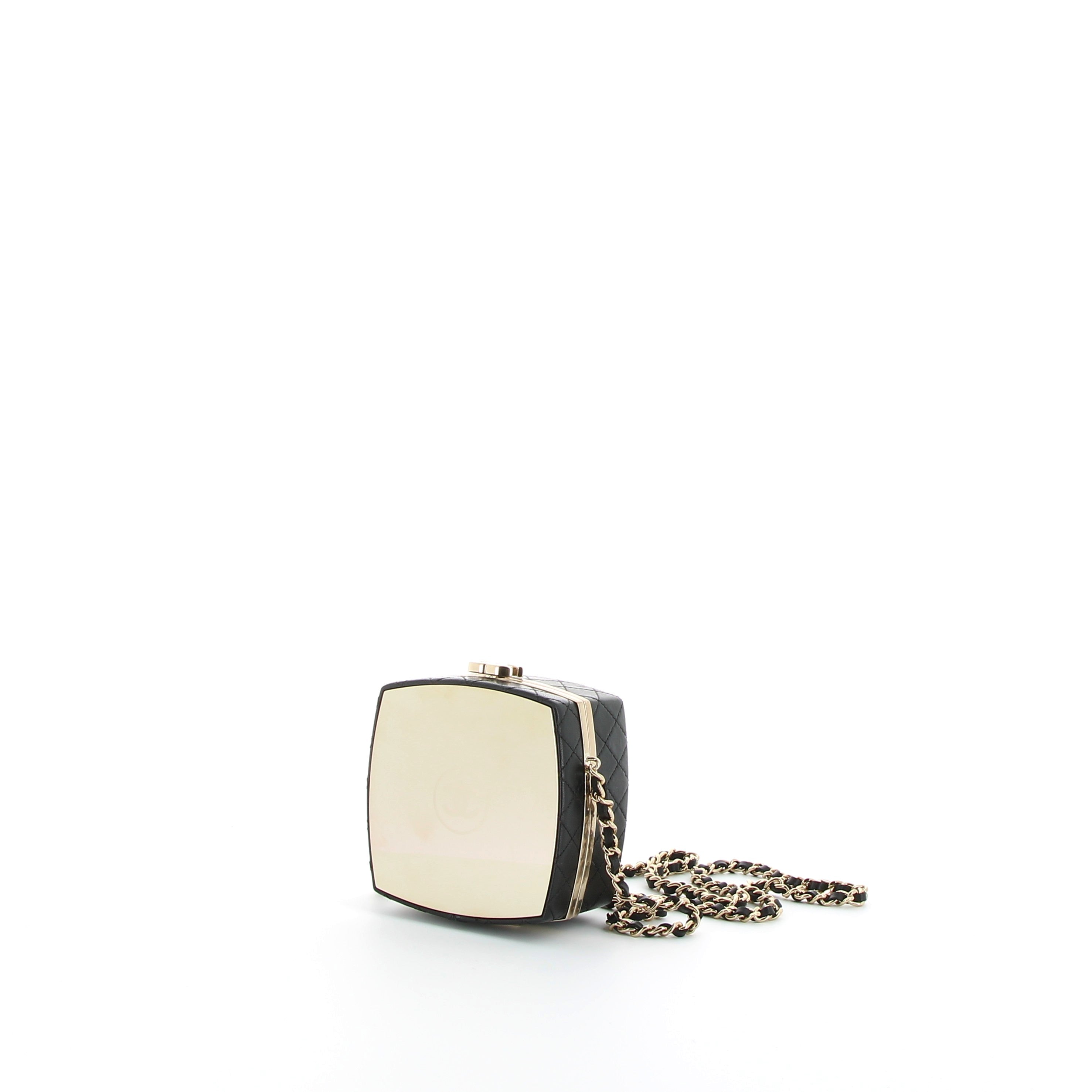 Chanel Black Lambskin & Gold Poudrier with Gold Hardware