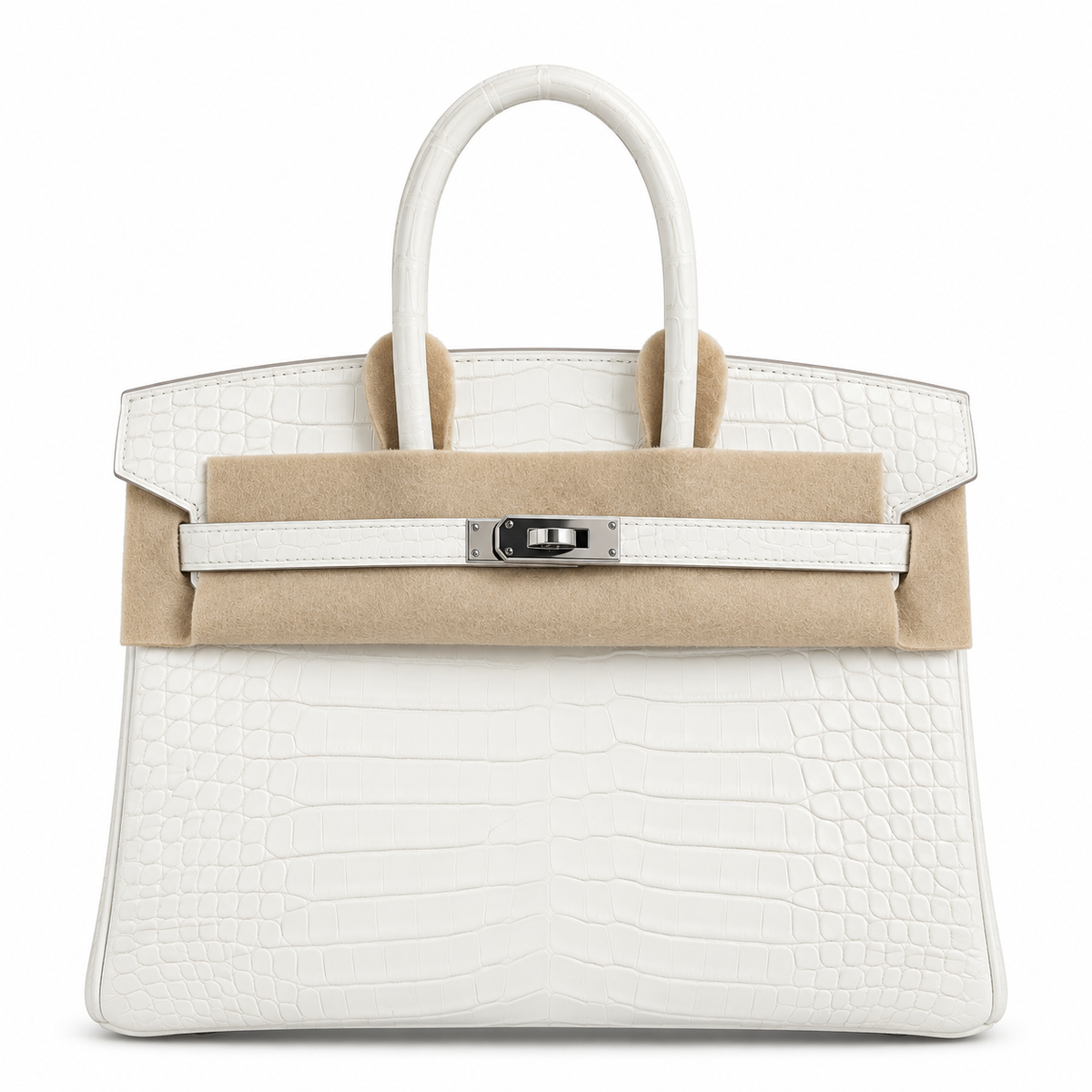 HERMÈS BIRKIN 25 CRÈME CHANTILLY CROCODILE POROSUS MAT FINITION PALLADIÉE