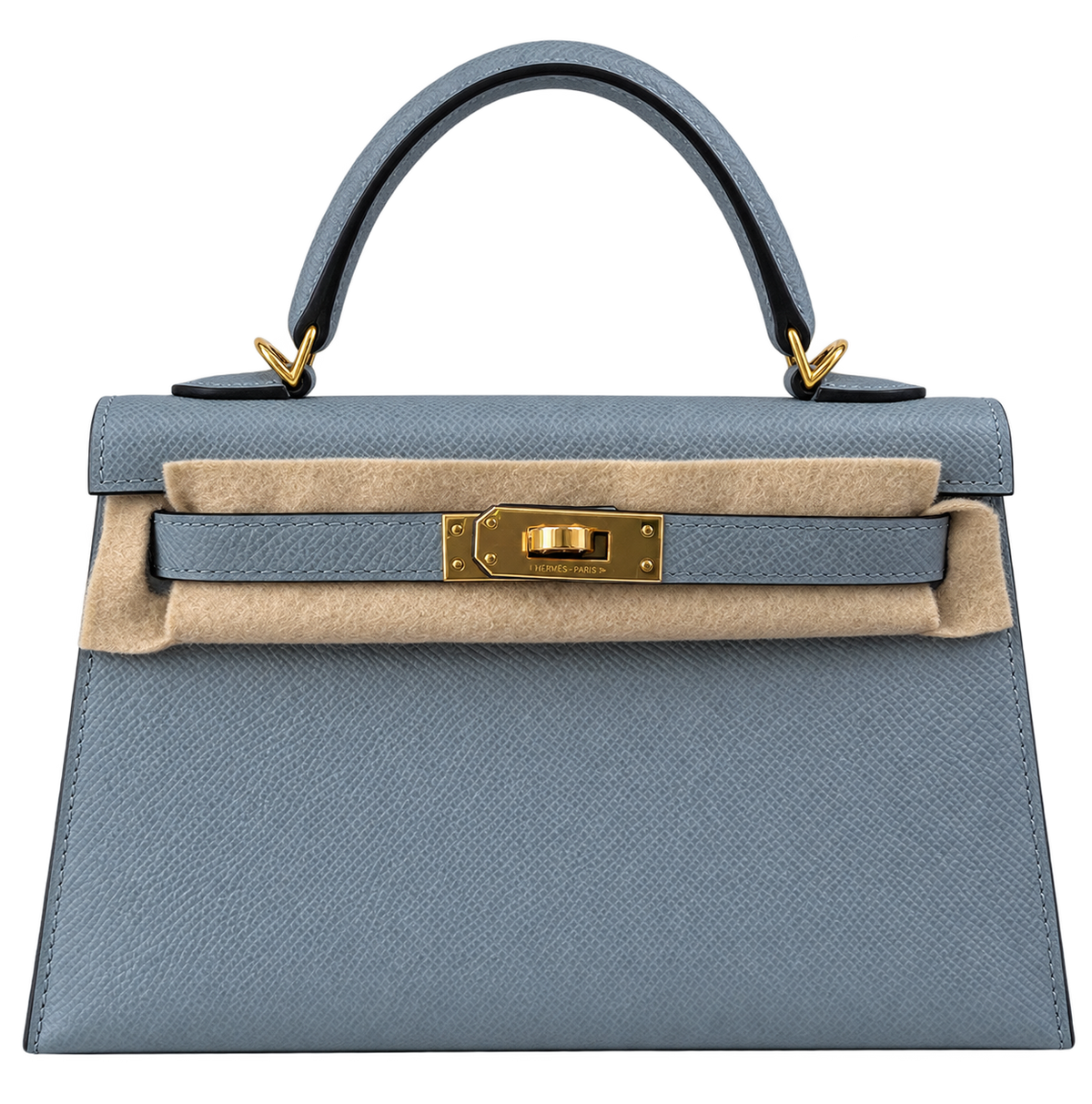 HERMÈS KELLY 20 MINI KELLY II GRIS PANTIN EPSOM FINITION OR JAUNE
