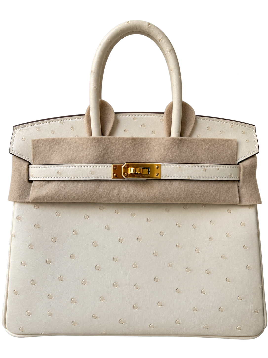 HERMES BIRKIN 25 NATA AUTRUCHE BOREALE FINITION OR JAUNE