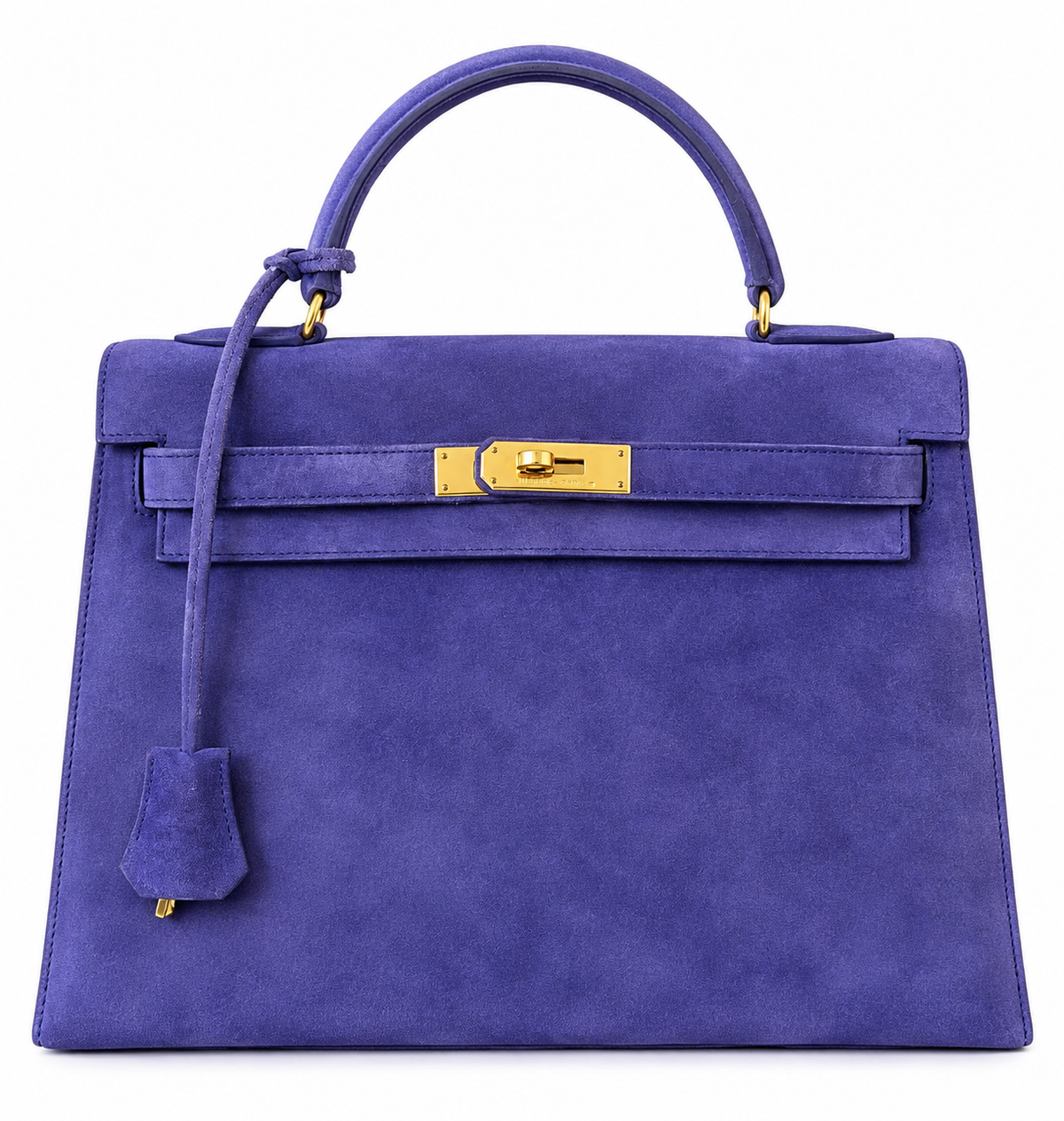 HERMÈS KELLY 32 VINTAGE DOBLIS VIOLET FINITION OR JAUNE