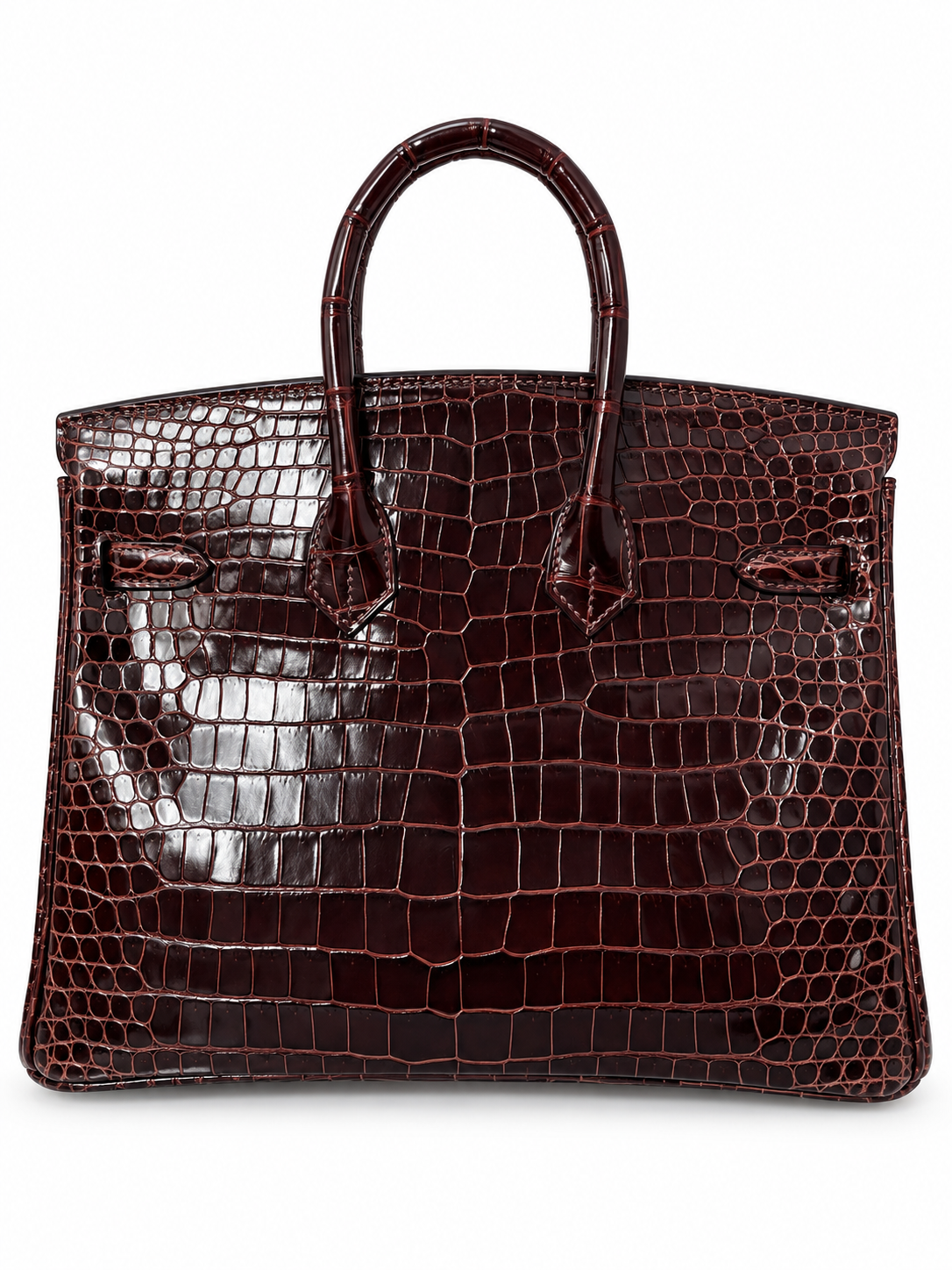 HERMÈS BIRKIN 25 CROCODILE POROSUS LISSE HAVANE FINITION OR JAUNE