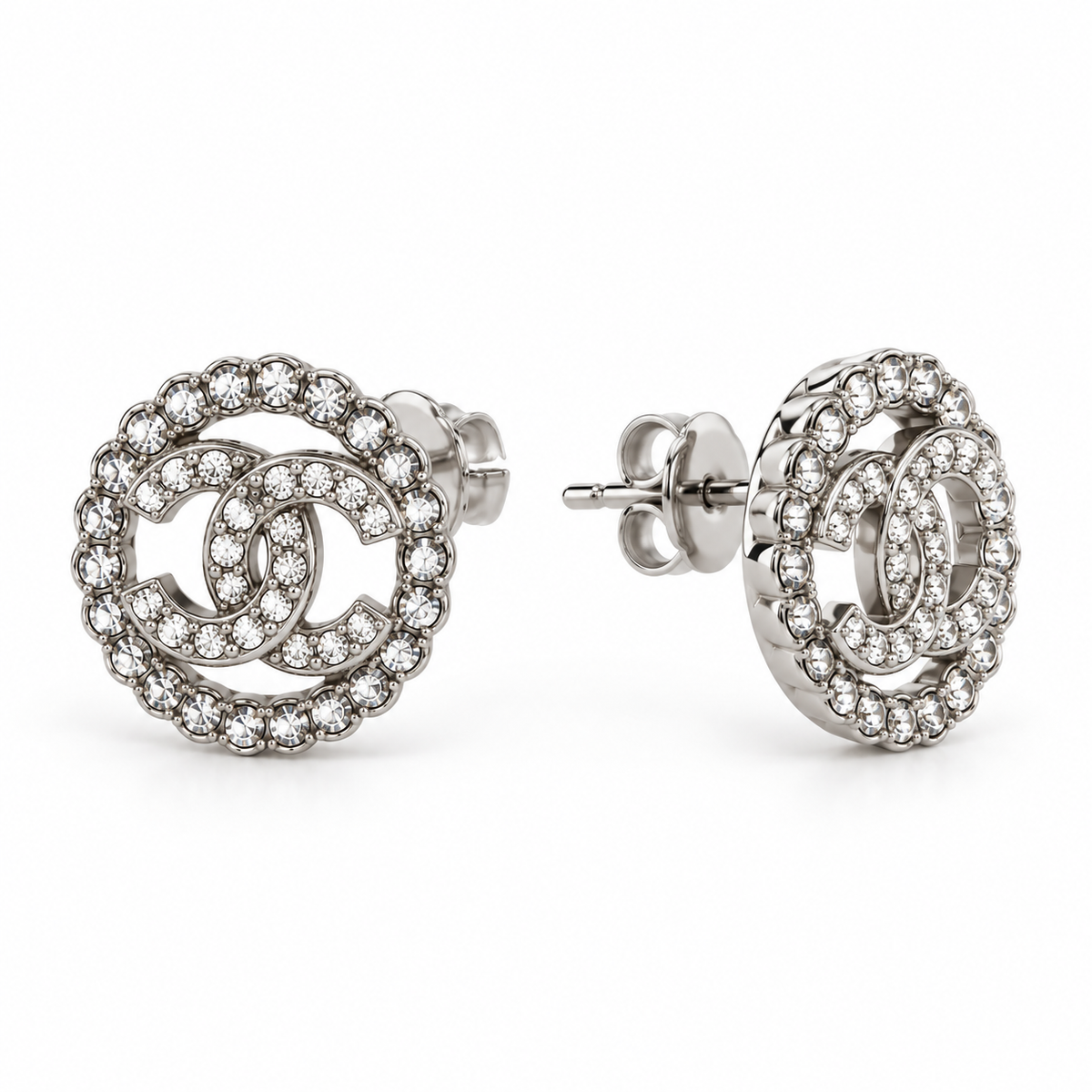 CHANEL BOUCLES D'OREILLES STRASS FINITION DORÉ