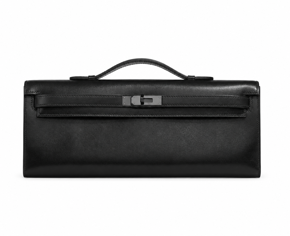HERMÈS KELLY CUT NOIR CUIR BOX FINITION PALLADIÉ