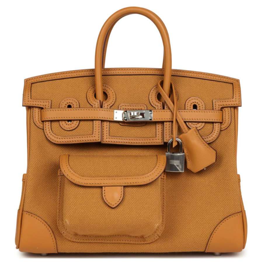 HERMES Birkin Cargo 25 Sesame Toile Cuir Swift Finition Palladié