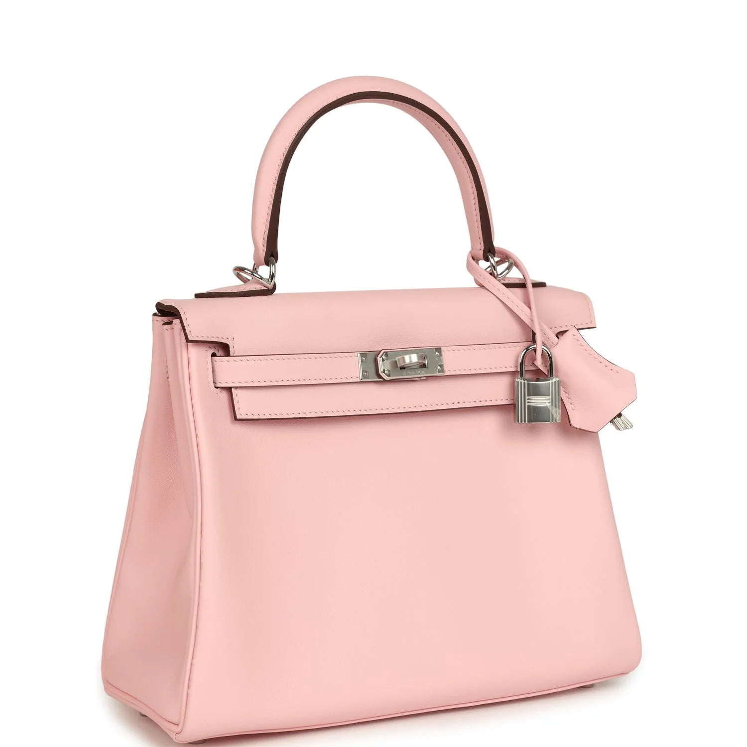 HERMES Kelly 25 Rose Sakura Cuir Swift Finition Palladié