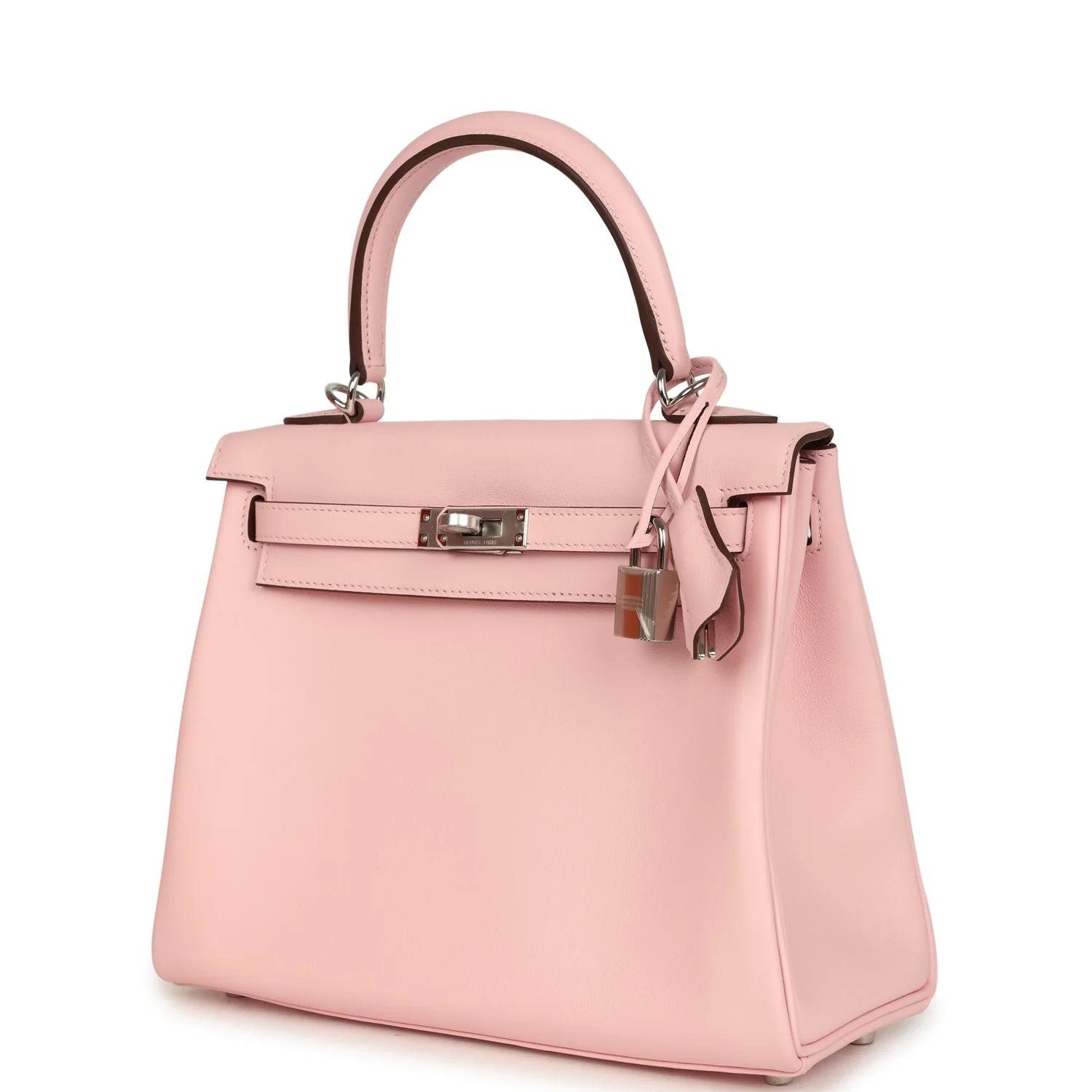 HERMES Kelly 25 Rose Sakura Cuir Swift Finition Palladié