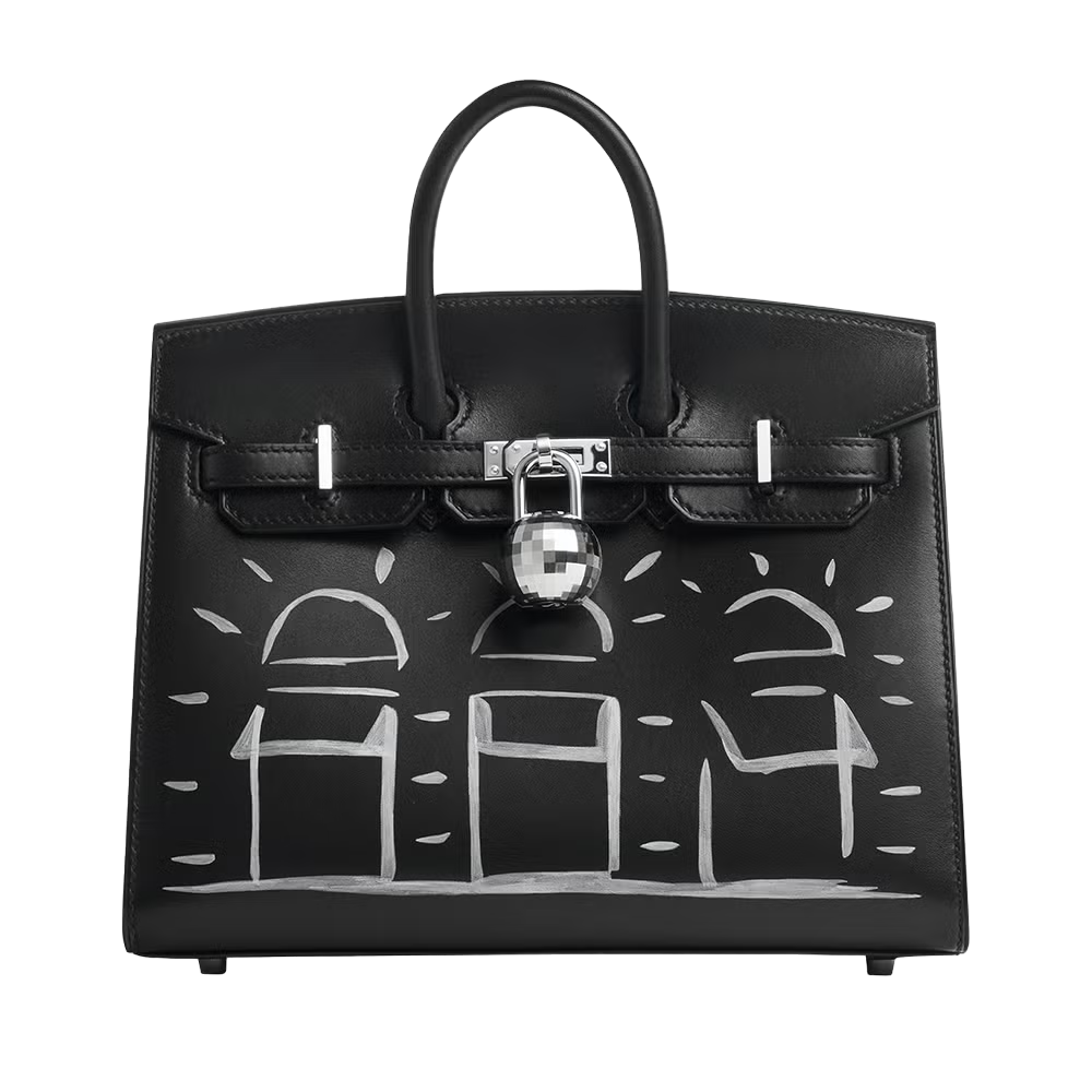 HERMÈS Birkin 20 Faubourg Disco Calfskin Box Black Palladium Finish