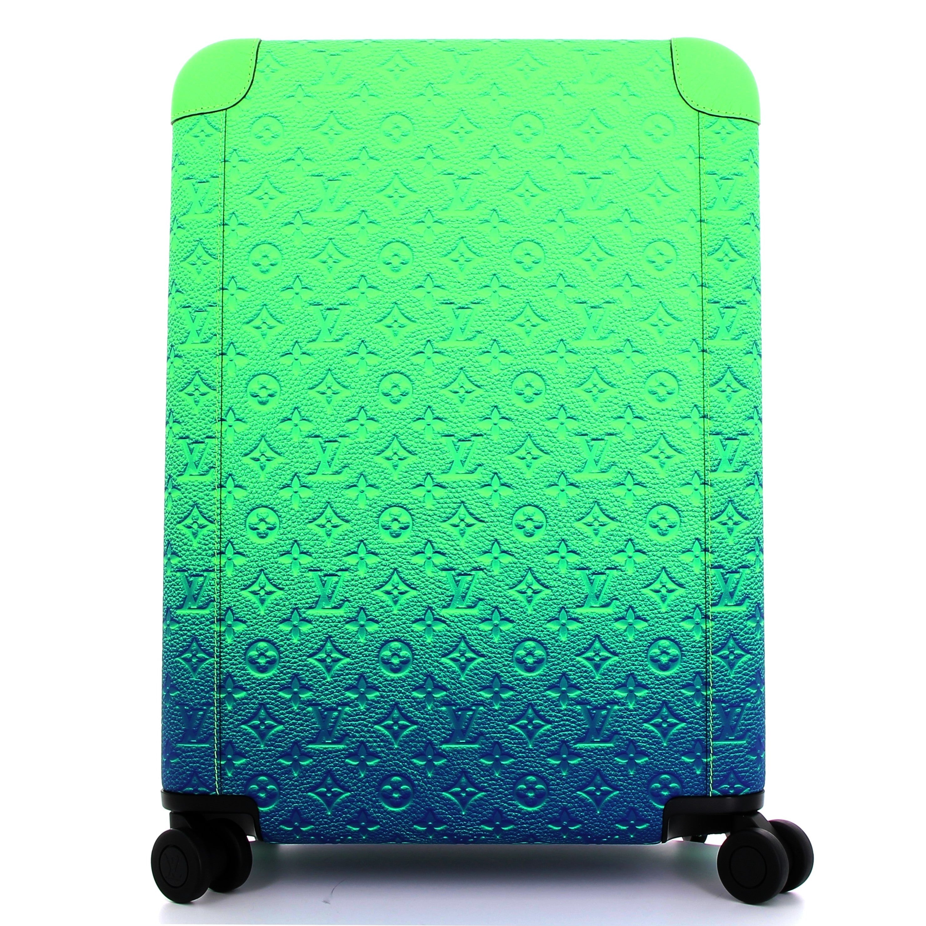 LOUIS VUITTON x VIRGIL ABLOH Valise Horizon 55 Bleu/Vert Monogram Taurillon Illusion Finition Argenté