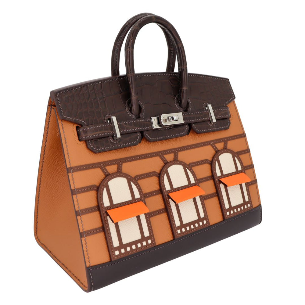 HERMÈS Birkin 20 Sellier Faubourg House day Brown Palladium Finish