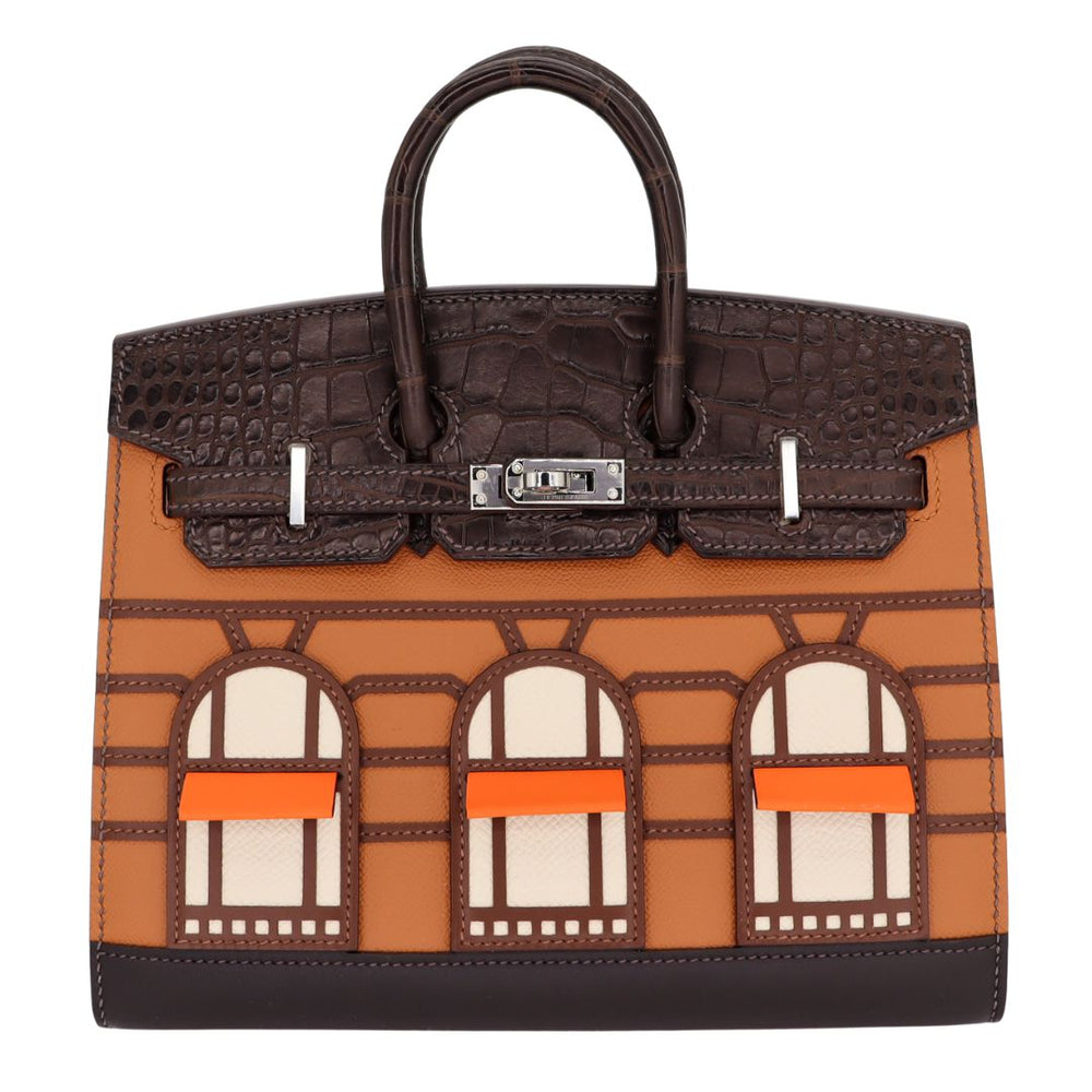 HERMÈS Birkin 20 Sellier Faubourg House day Brown Palladium Finish