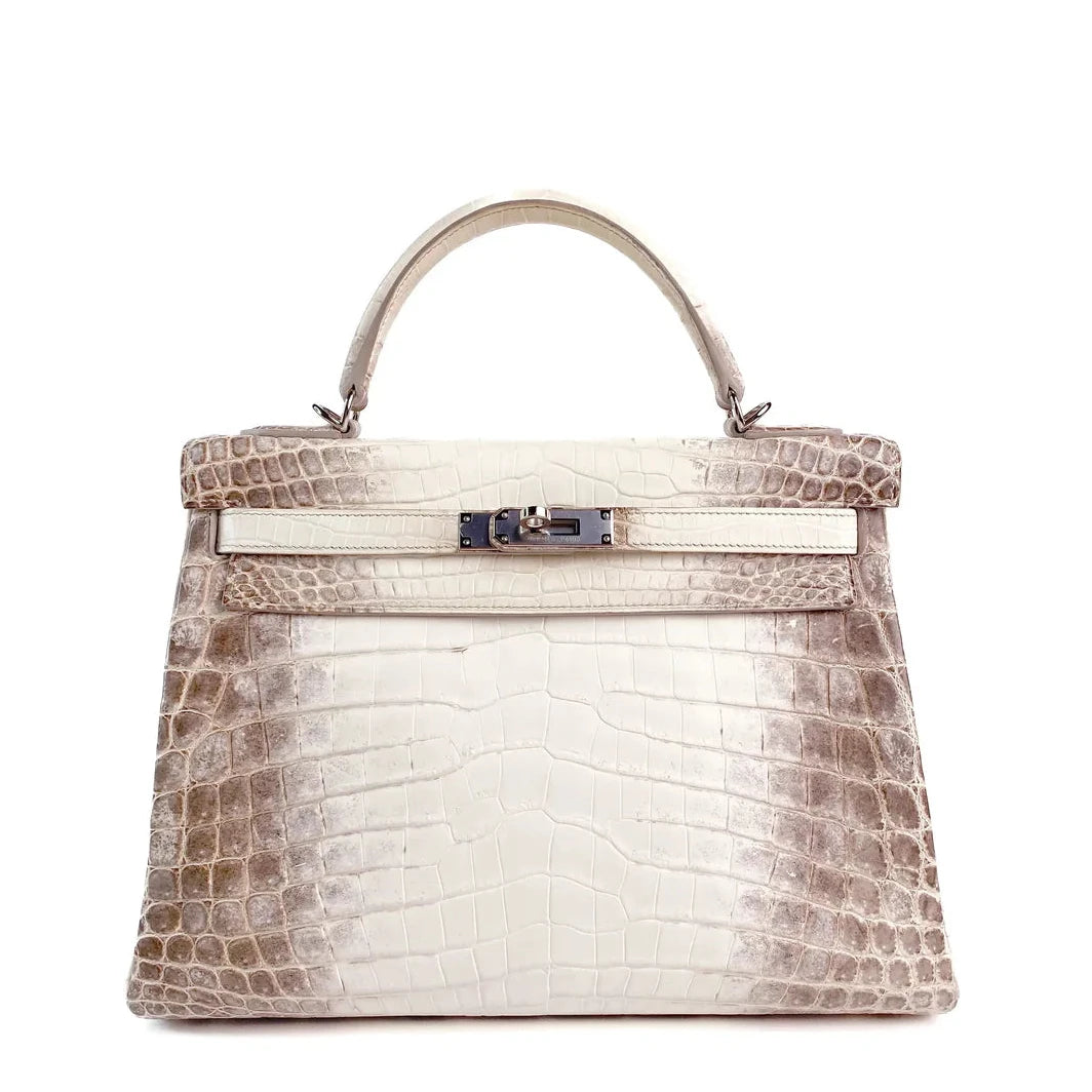HERMES Kelly 28 Himalaya Crocodile Niloticus Finition Palladié