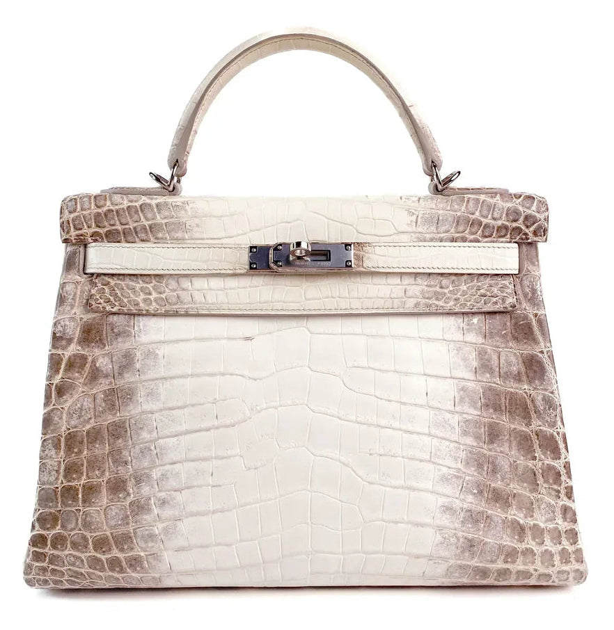 Hermès Kelly 28 Retourné Himalaya Crocodile Niloticus Mat Finition Palladié