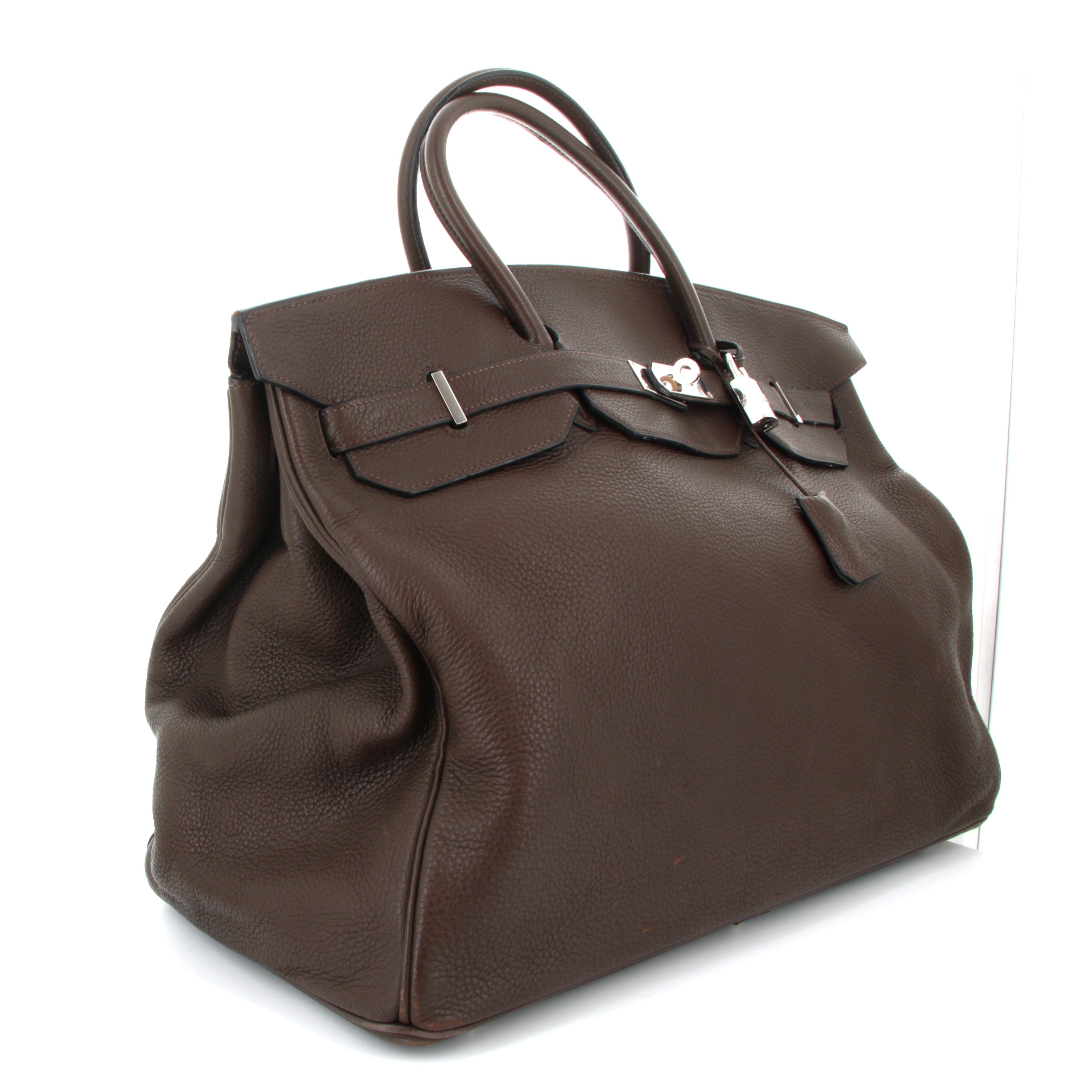 HERMES Birkin 50 Chocolate Taurillion Clemence Finition Palladium
