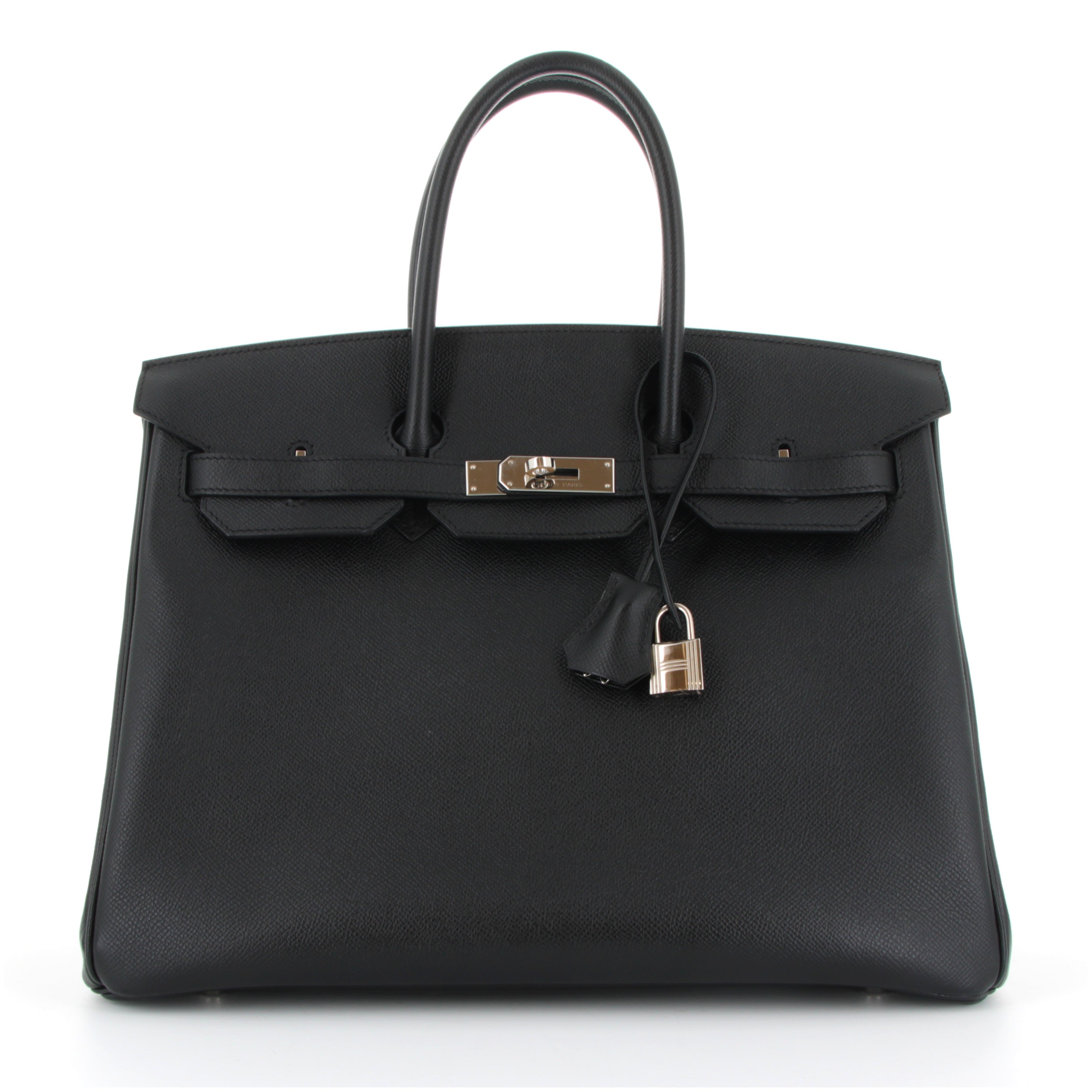Birkin 35 Noir Epsom finition paladie