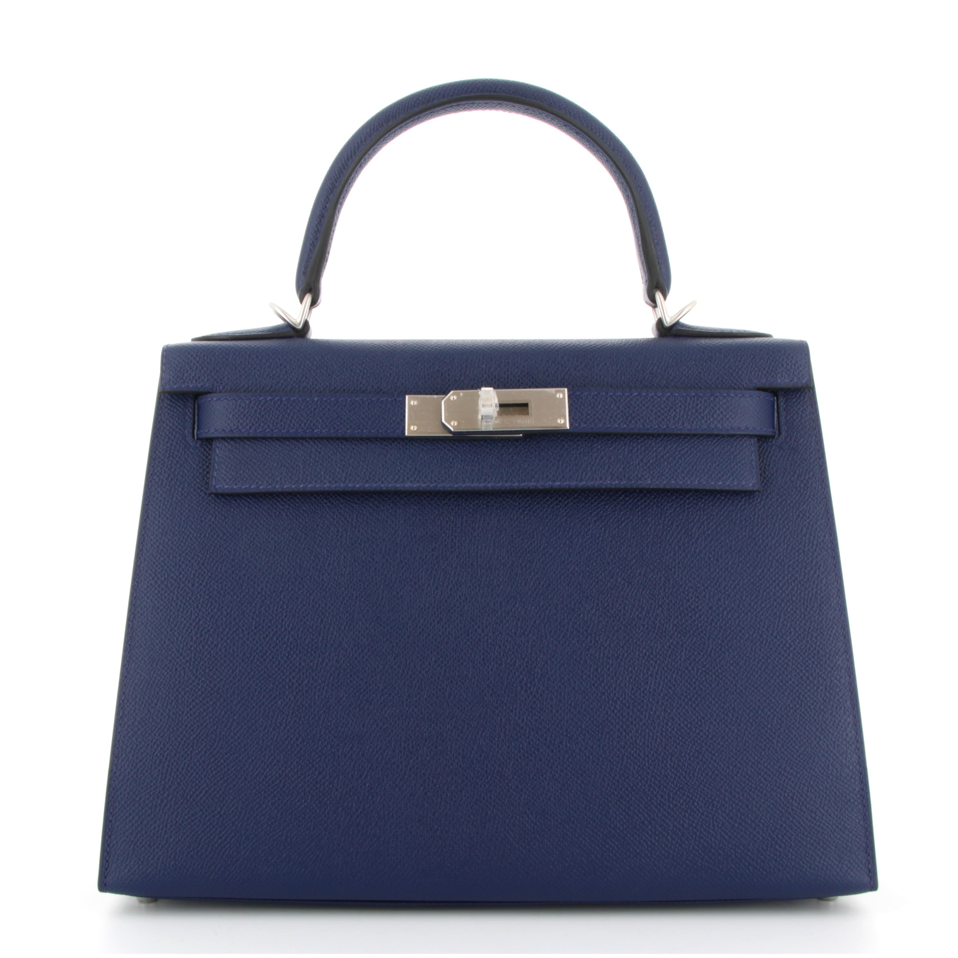 Kelly 28 Blue Saphire Verso Blue Indigo perso Epsom Finition Paladium Brossé