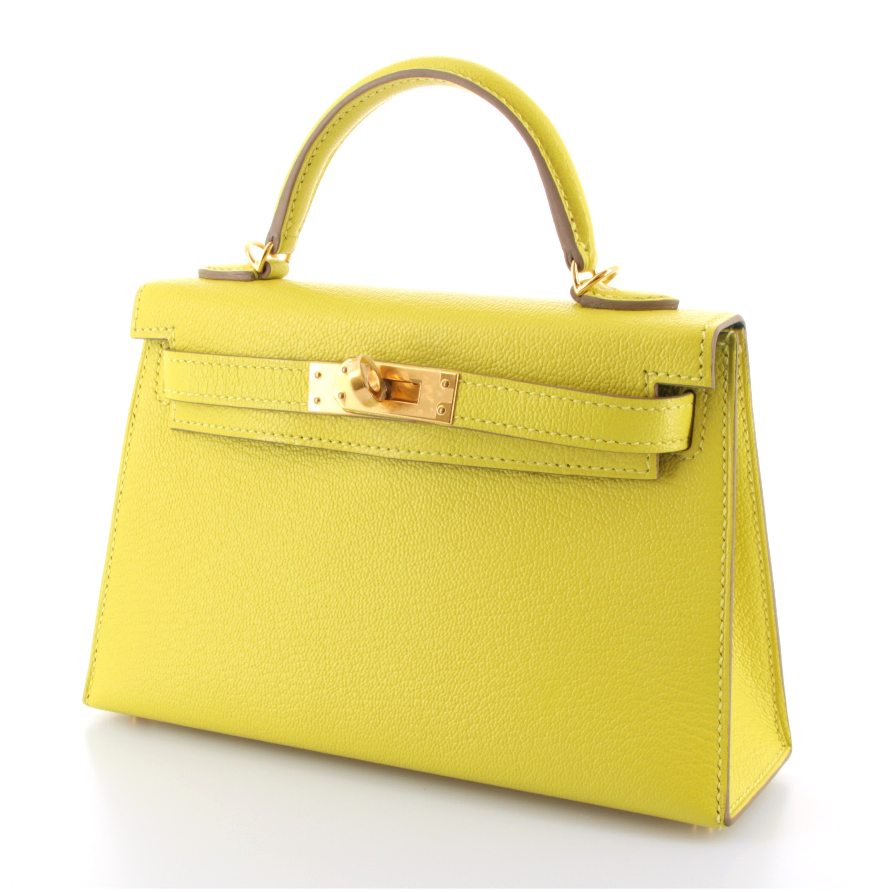 HERMES Kelly 20 HSS Lime Chèvre Mysore Verso Vert Cyprès Gold Hardware (Yellow Gold)