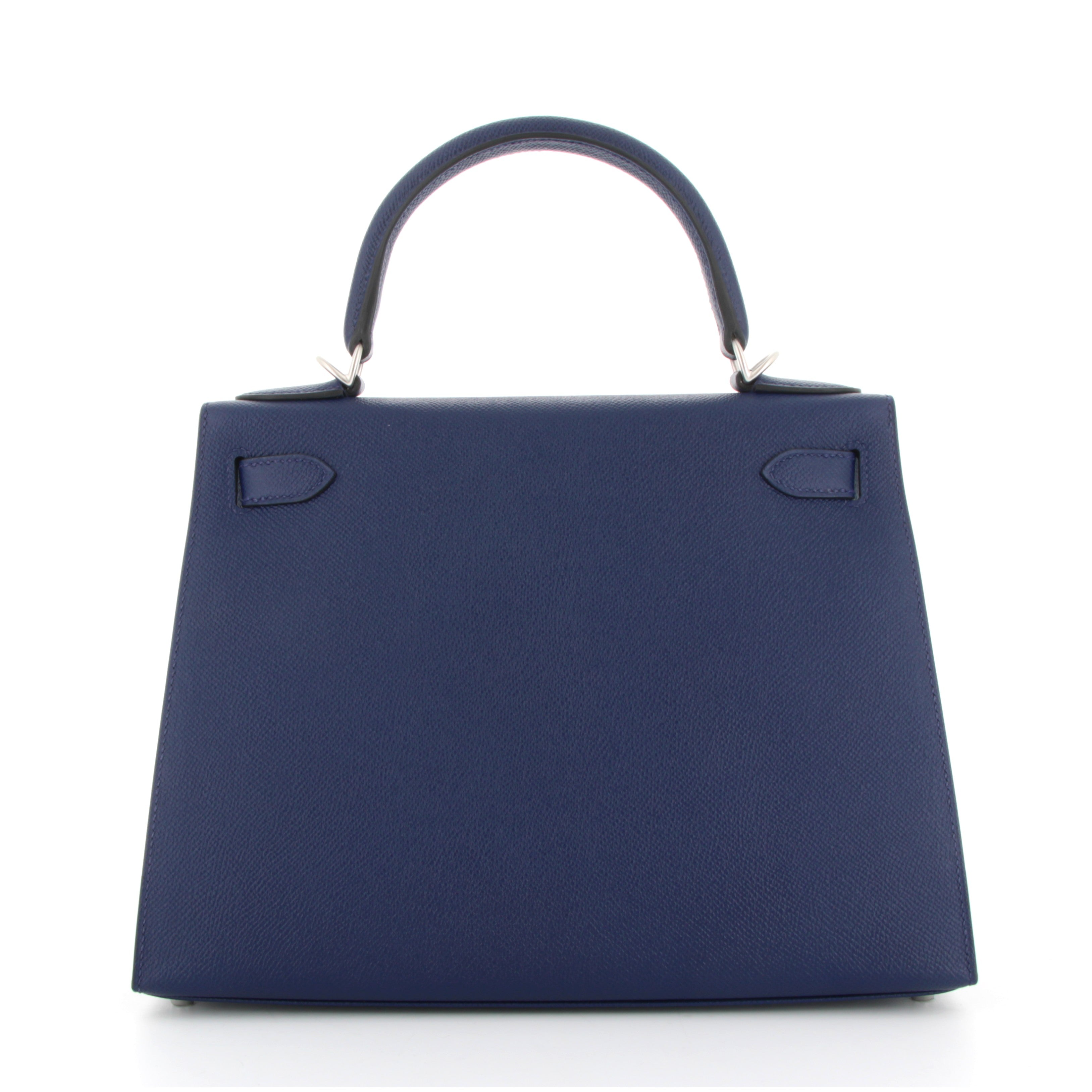 Kelly 28 Blue Saphire Verso Blue Indigo perso Epsom Finition Paladium Brossé