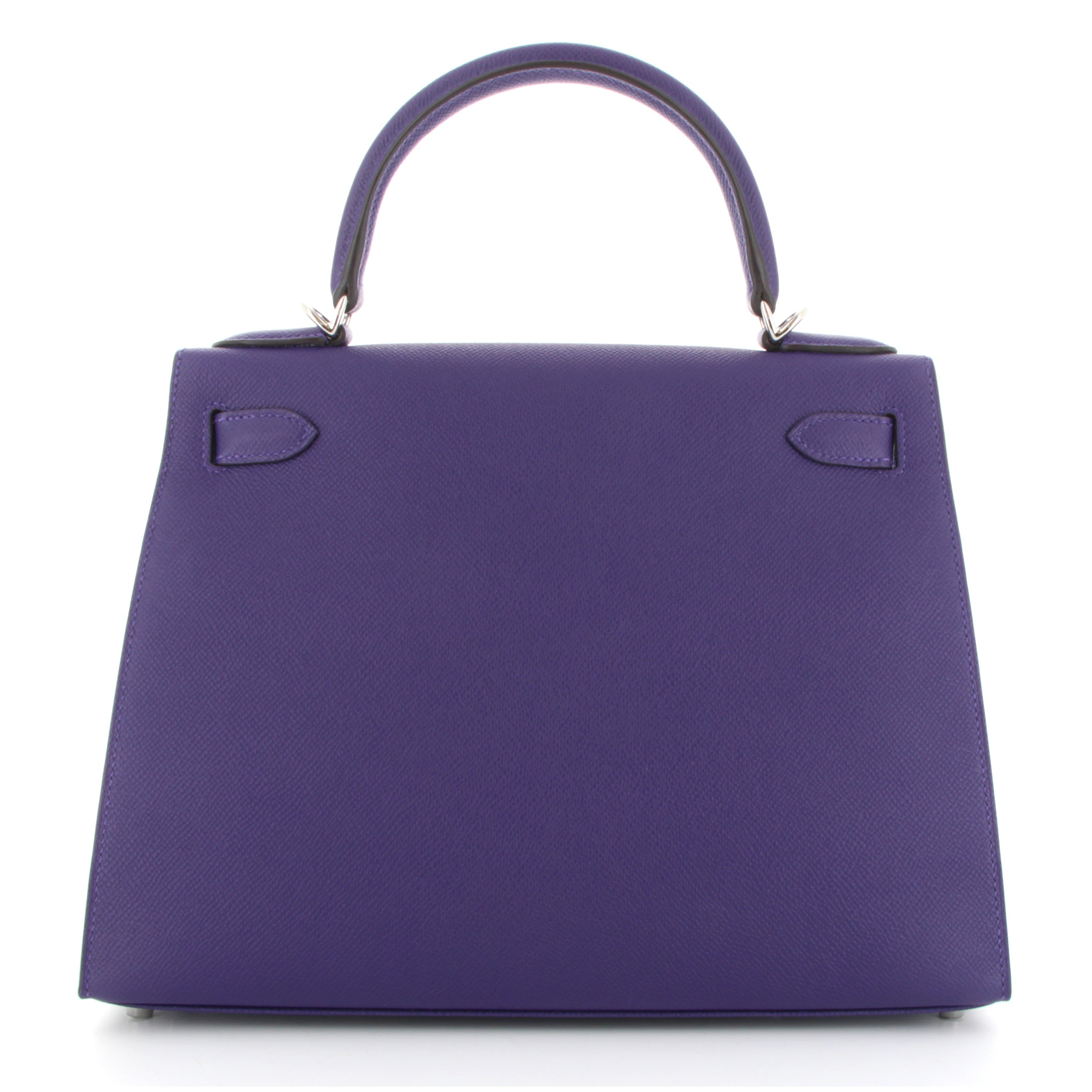 Hermes Kelly 28 Purple Epsom Sellier Finition Paladié