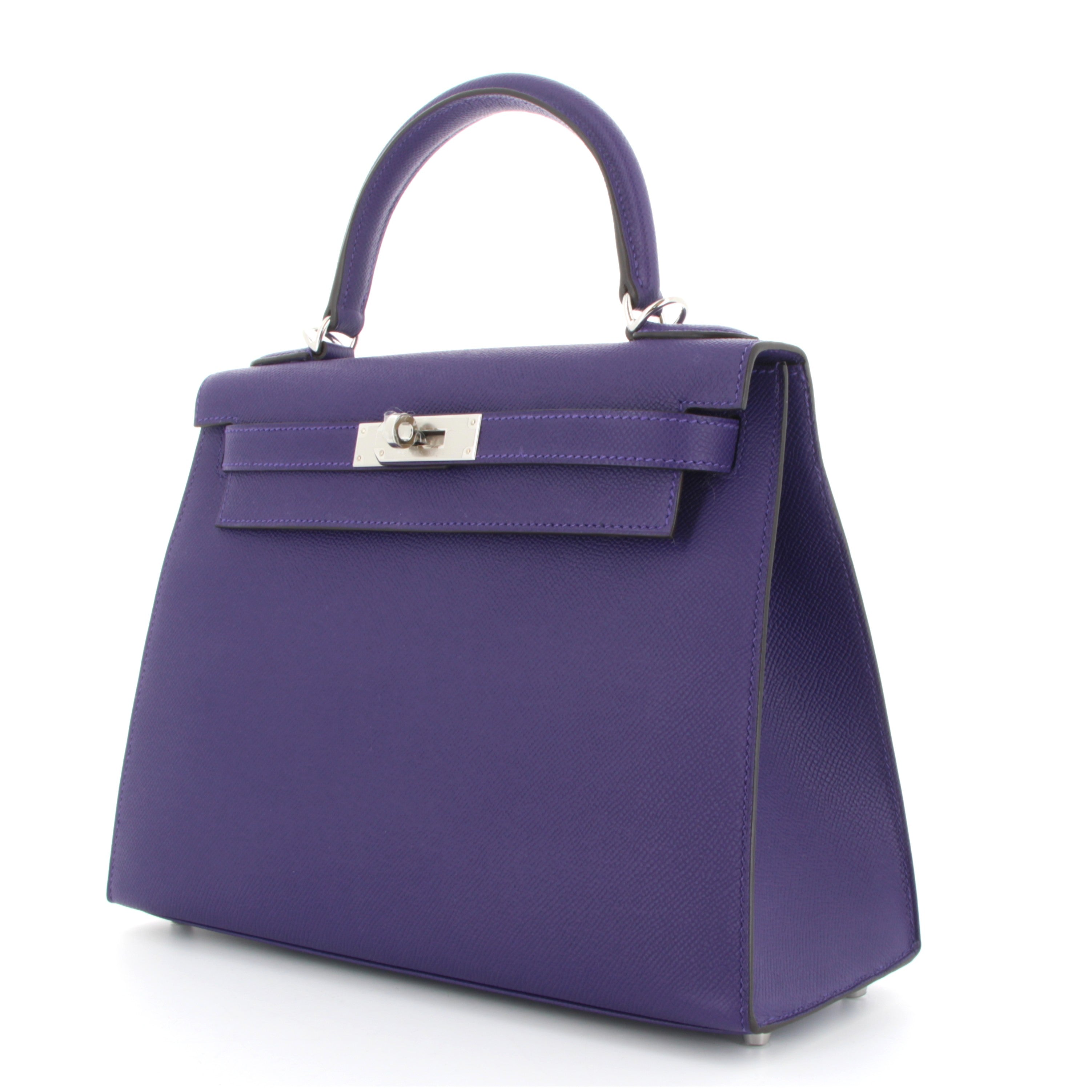 Hermes Kelly 28 Purple Epsom Sellier Finition Paladié