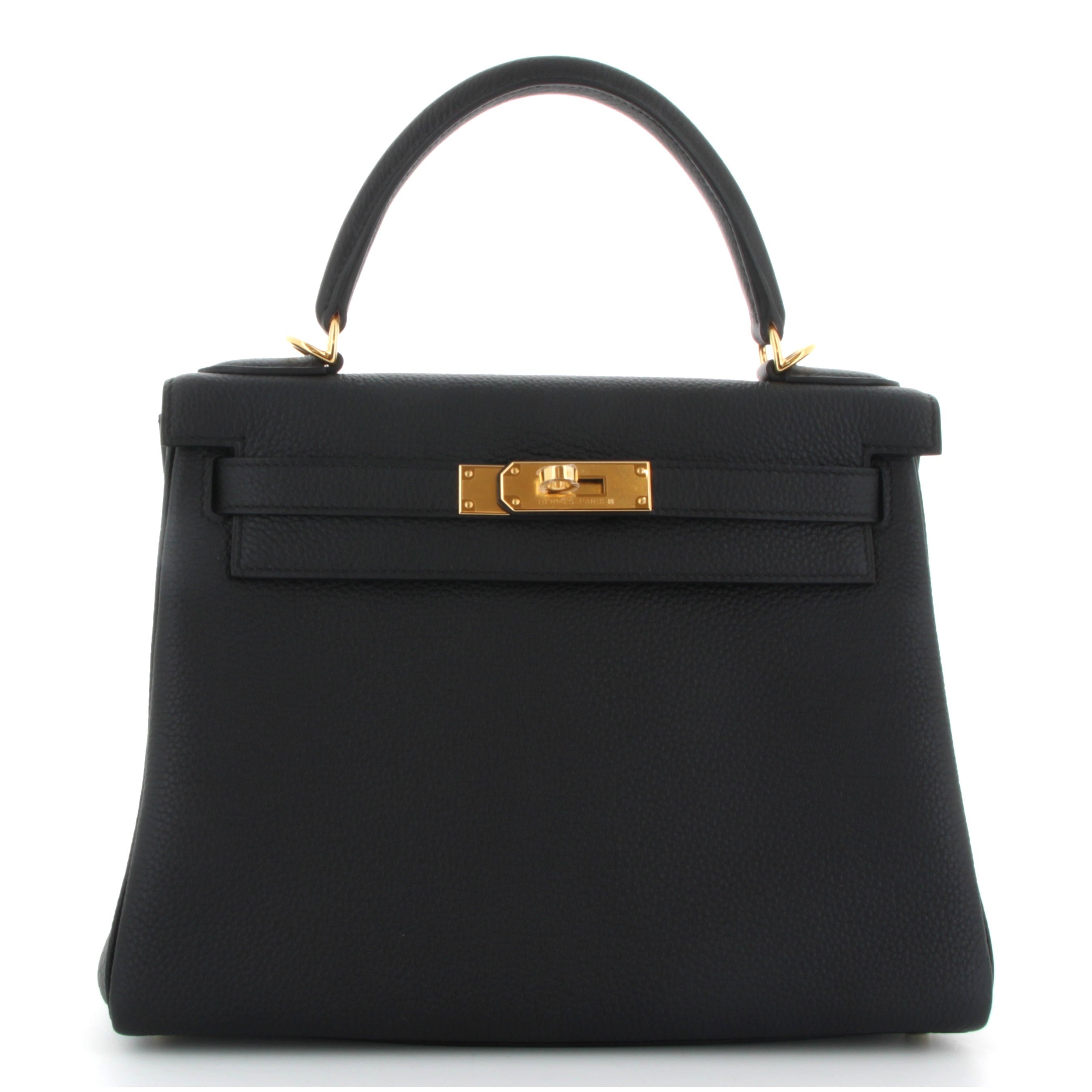 Hermes Kelly 28 Noir Togo Finition Or Jaune