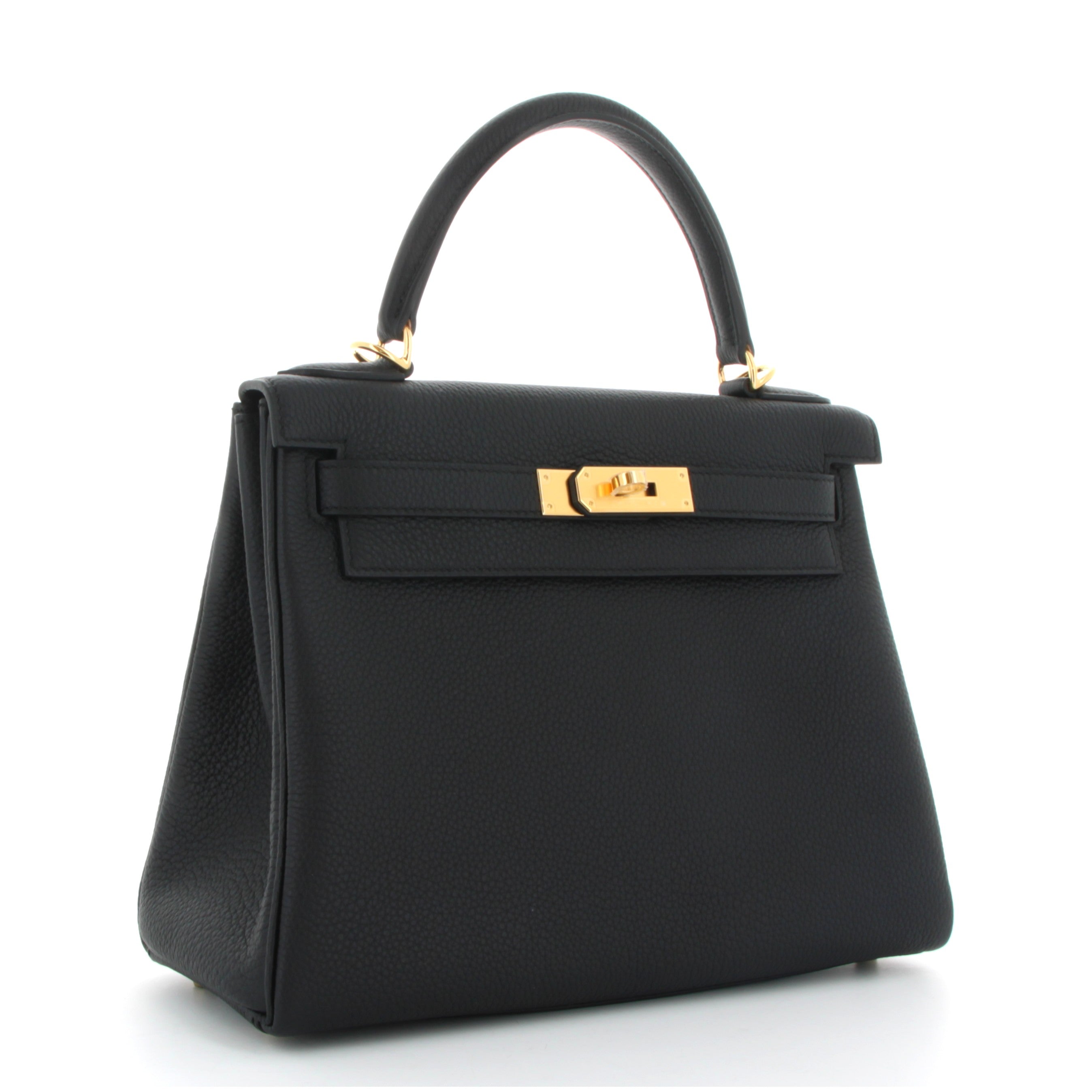 Hermes Kelly 28 Noir Togo Finition Or Jaune
