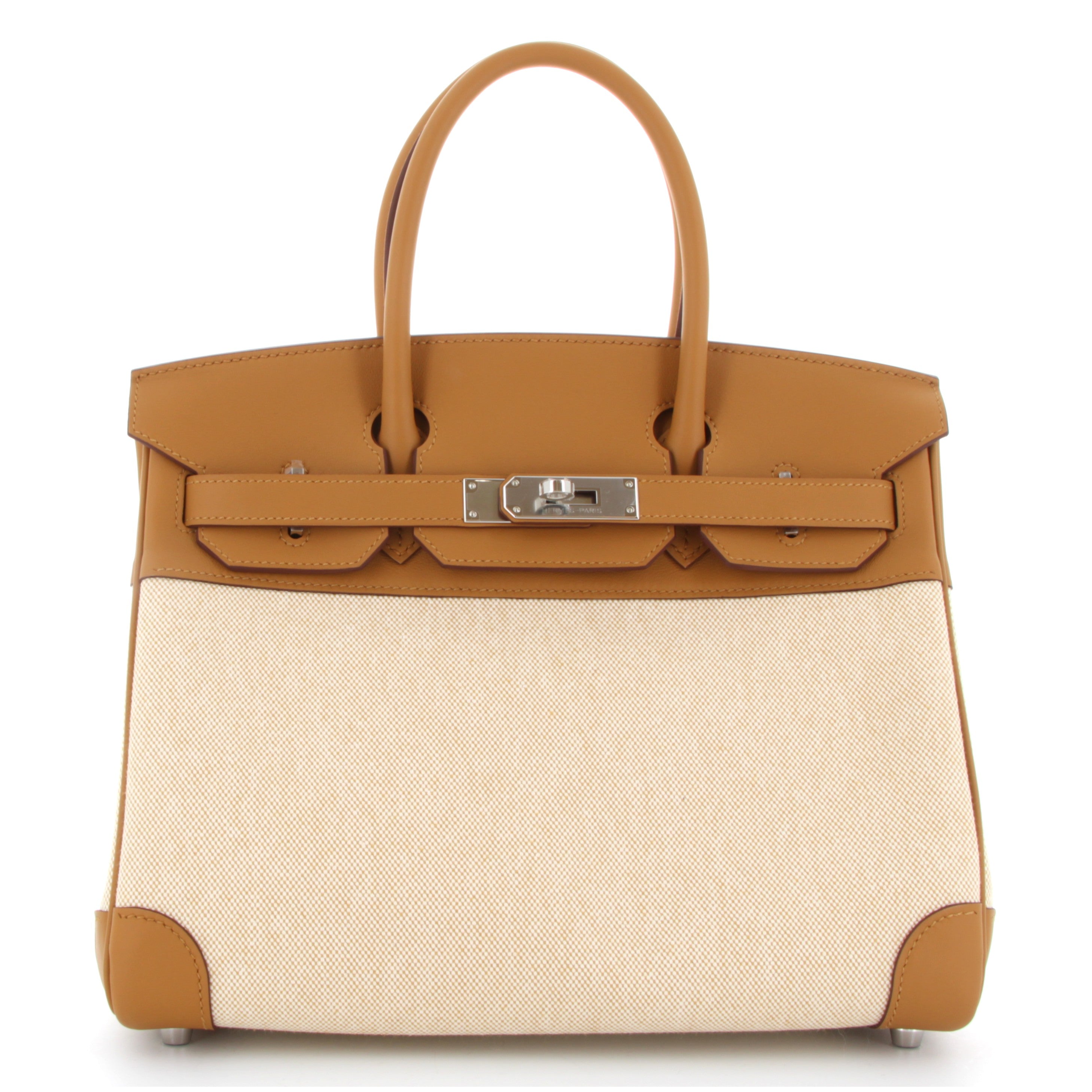 Hermes Birkin 30 Toile Gold Swift finition Paladié