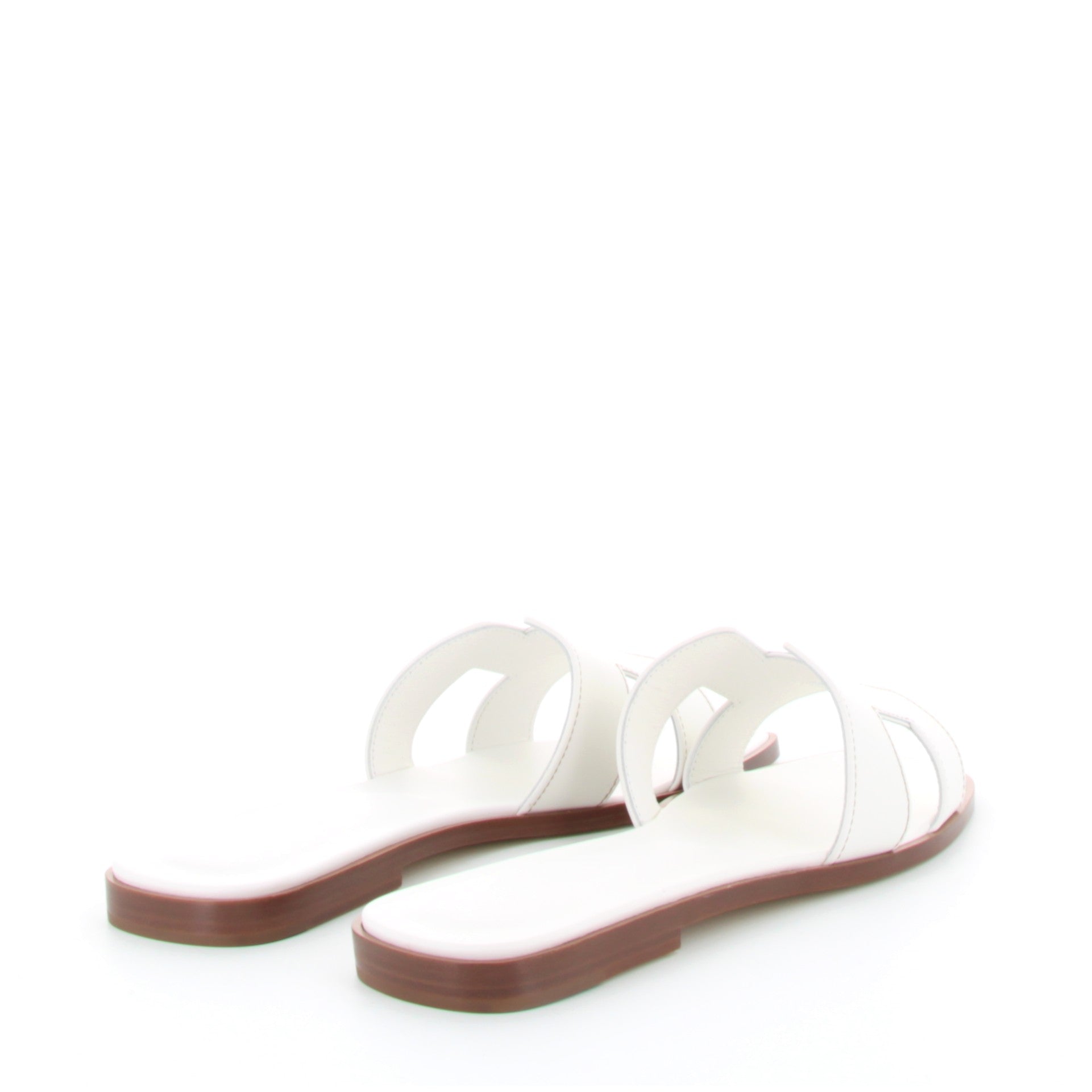 HERMÈS ORAN SANDALES BLANC CUIR BOX